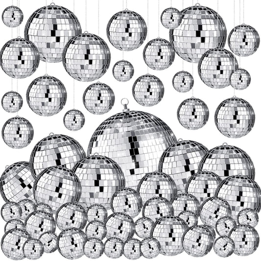 100 Pcs Mirror Disco Balls Decorations Different Sizes Bulk Silver Disco Balls Ornaments Hanging Disco Balls for Christmas Tree Dance Music 50s 60s 70s Disco Themed Party Decor (1, 2, 3, 4, 6, 8)