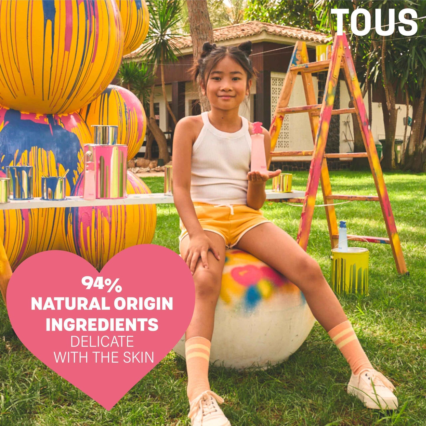 TOUS Kids Girl Eau de Toilette Spray, Floral Fresh Scent, Gentle on Girls' Sensitive Skin. Ideal for Everyday Use, With Notes of Apricot, Coconut Water, Musk, and Vanilla Ice Cream, 3.4 Fl Oz