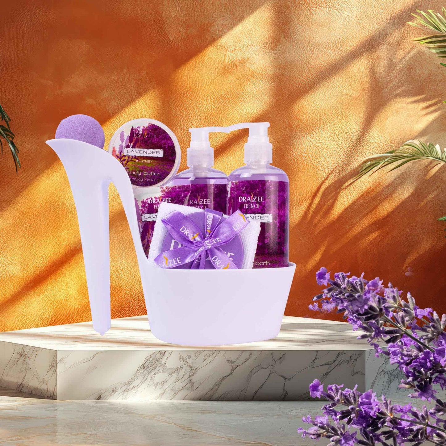 Luxury Spa Gifts for Women – 8 Pc Lavender Scented Bath & Body Set w/ Bubble Bath, Lotion & More – Luxury Self Care Kit for Wife, Mom, Best Friend, Girlfriend, Christmas & Anniversary Gift by Draizee