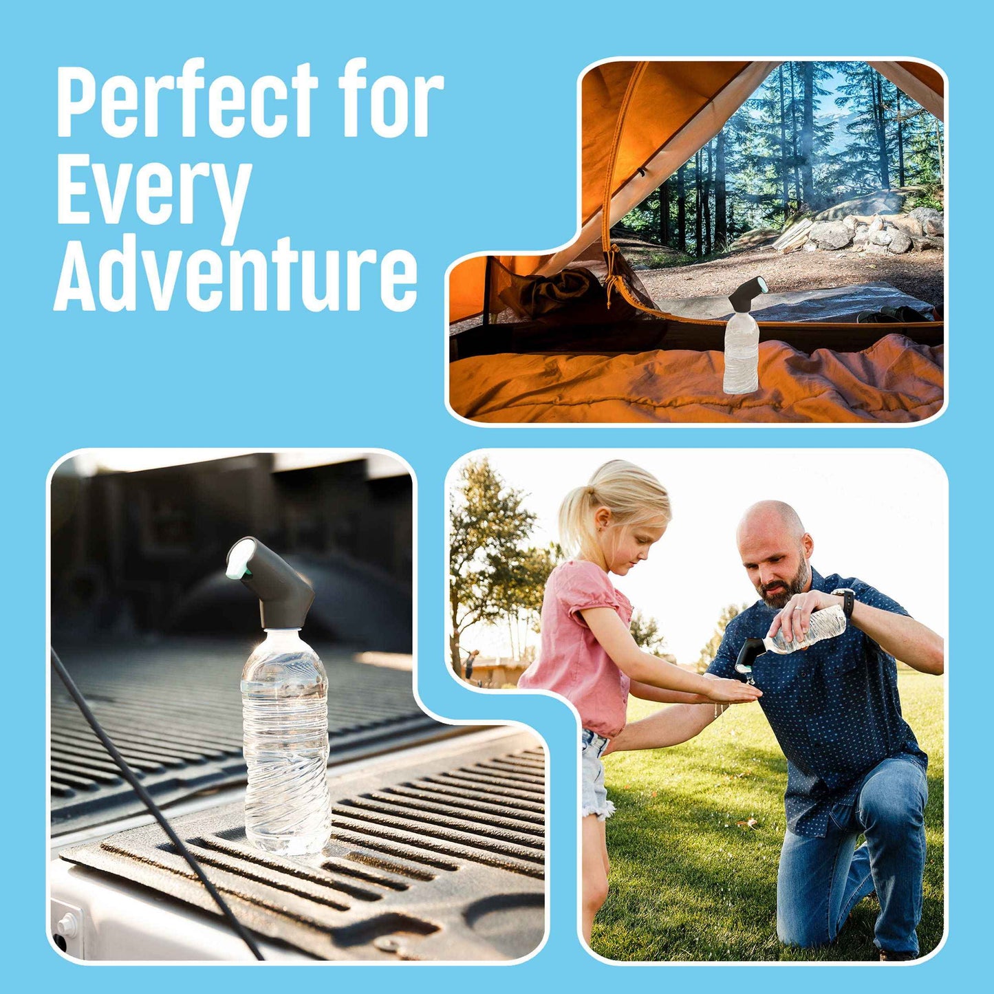 Suds2go Water Bottle Wash Refillable Caps 2-Pack, Portable Hand Washing Station with Foam Pump and Universal Foam Dispenser, As Seen on Shark Tank, Ideal for Outdoor and On-The-Go Use – Black