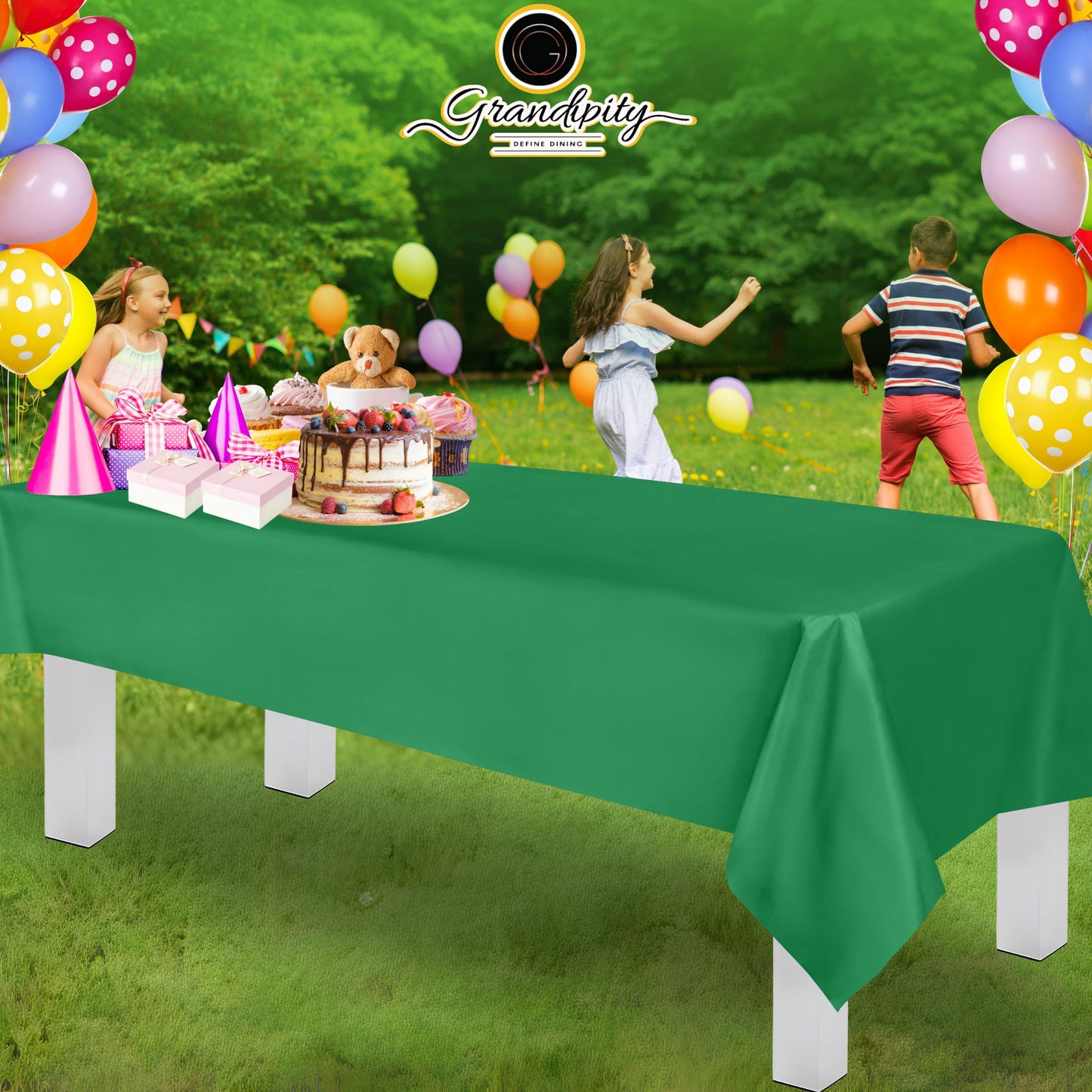 Grandipity Green 12 Pack Premium Disposable Plastic Tablecloth 54 Inch. x 108 Inch. Decorative Rectangle Table Cover