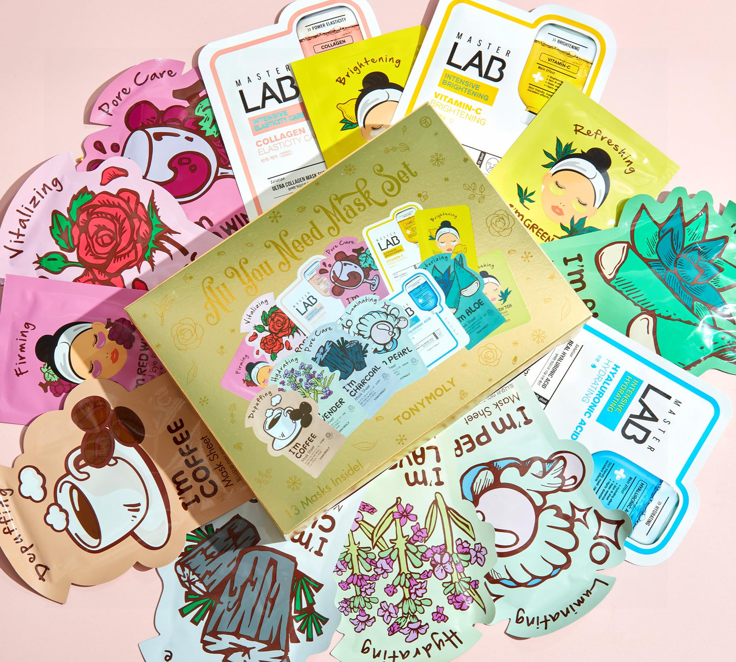 TONYMOLY All You Need Mask Set, Radiance, elasticity, hydration and pore care, Professional Skin Care