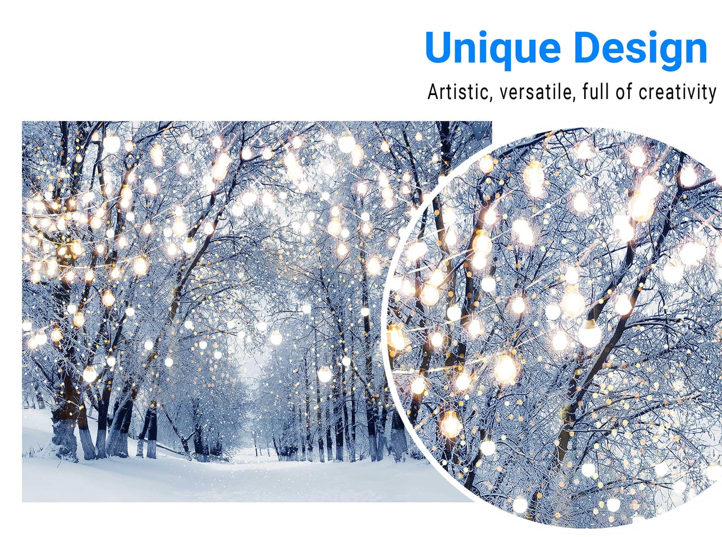 Funnytree 10x8ft Winter Scene Backdrop Wonderland Snowflake Photography Background Bokeh Glitter White Snow Forest Christmas Party Decoration Tree Landscape Kids Photobooth Photo Studio Props