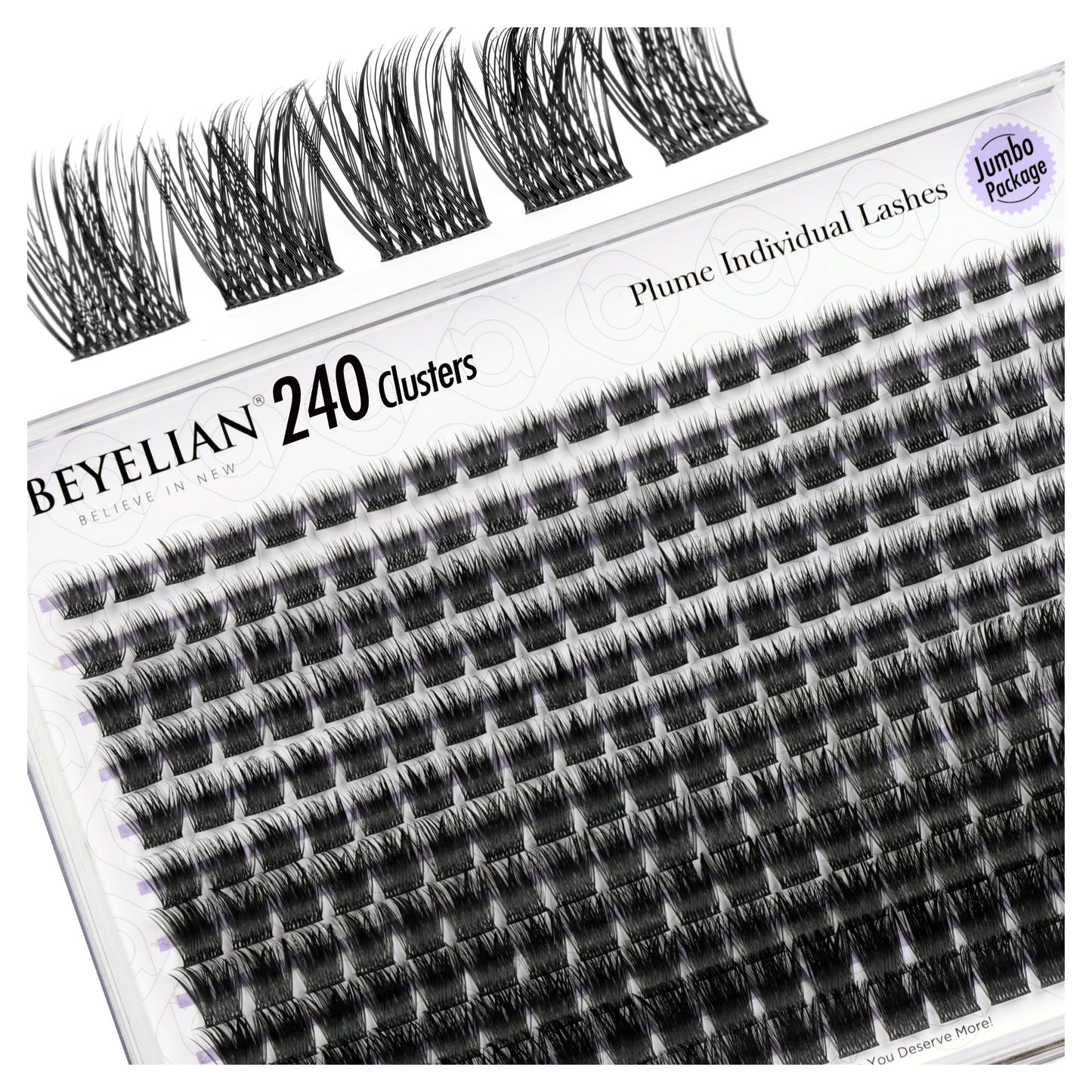 BEYELIAN Lash Clusters, 240 Pcs 10-16mm D Curl Individual Cluster Lashes Dense Look Soft DIY Lash Extensions Black Super Thin Band DIY Eyelash Extension (P11)