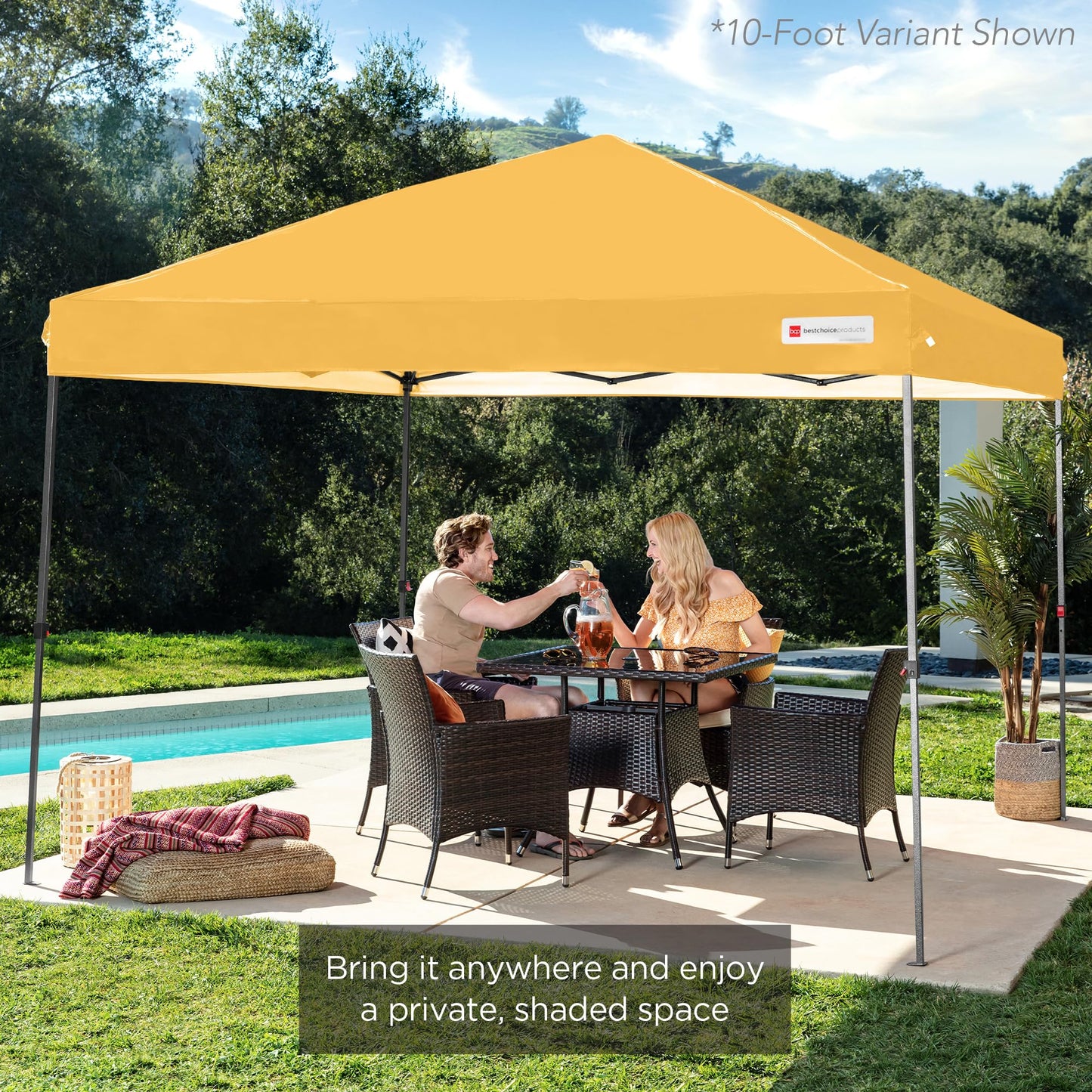 Best Choice Products 8x8ft 1-Person Setup Pop Up Canopy Tent Instant Portable Shelter w/ 1-Button Push, Case, 4 Weight Bags - Marigold