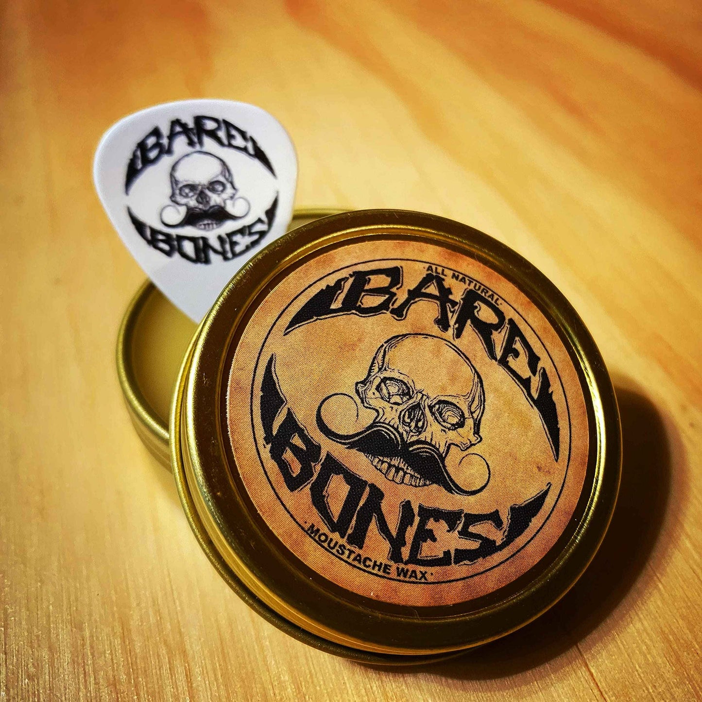 The Vintage Beard Company Bare Bones Medium Hold Mustache Wax and Death Grip Mustache Keychain Comb Set