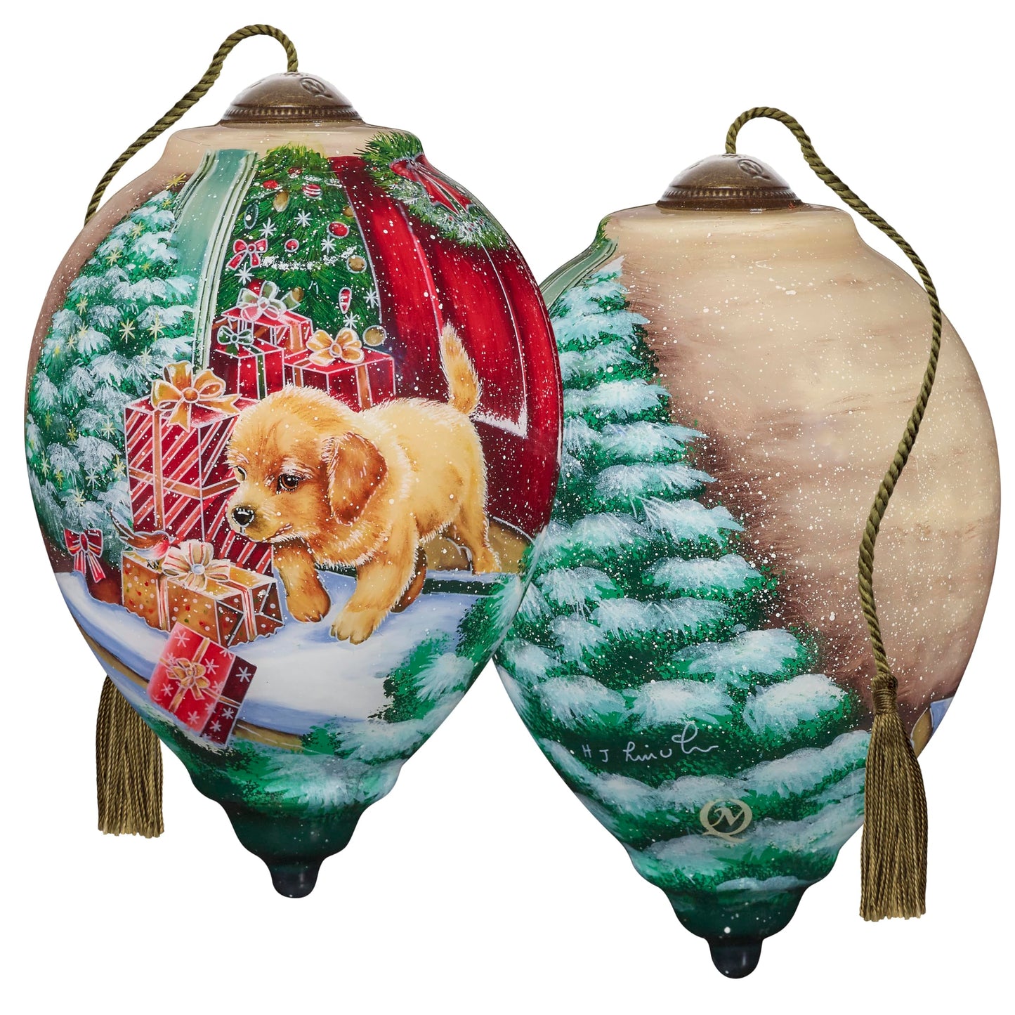 Ne’Qwa Art by Precious Moments Christmas Adventures Begin Hazel Lincoln Hand-Painted Blown Glass Ornament, Holiday Décor, Christmas Tree