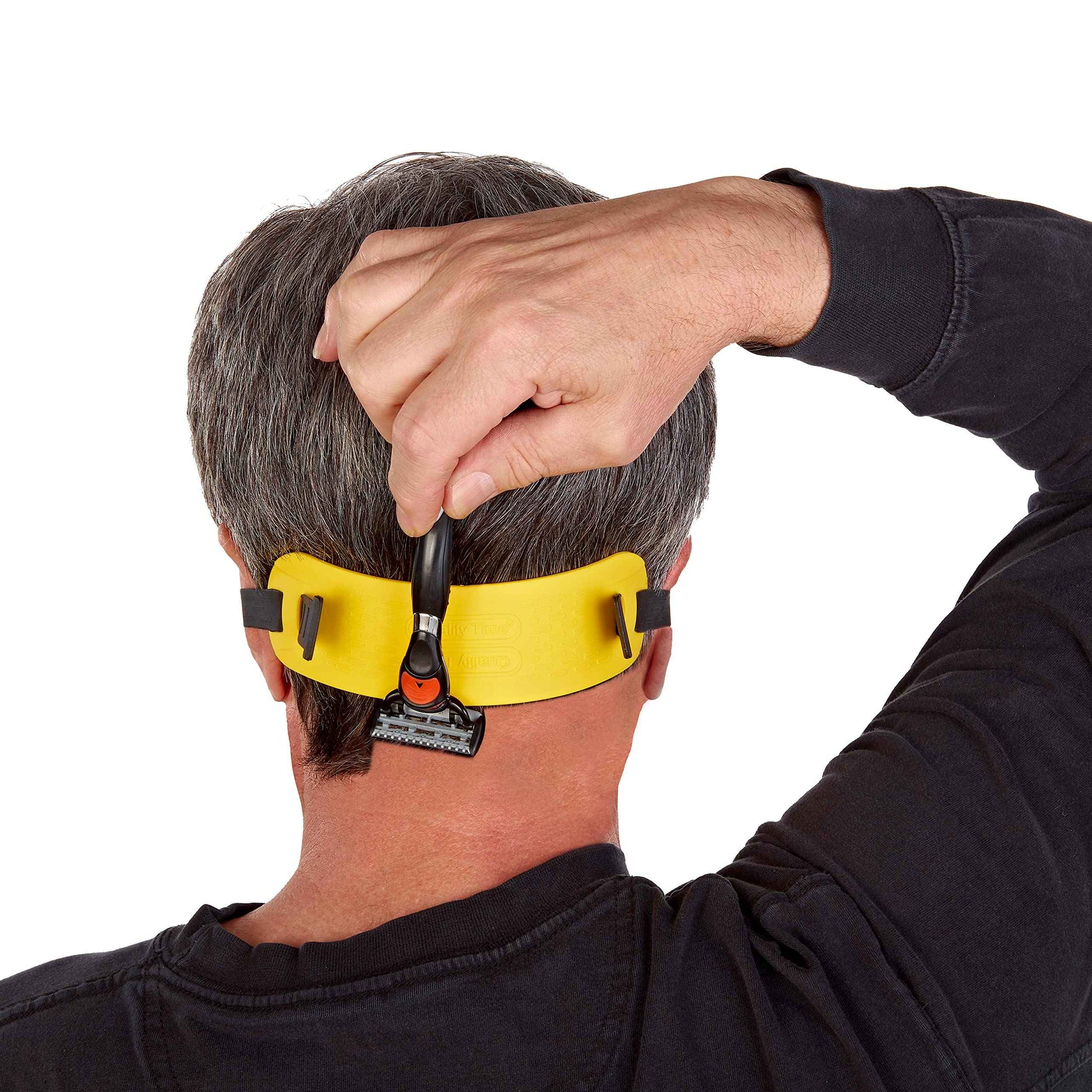 Quality Time Neck Hair Guide Premium, 2 Different Neckline Templates with All 4 Neck Hairline Styles; A Premium Adjustable Stencil/Guard for Haircut, Do It Yourself, Made in USA