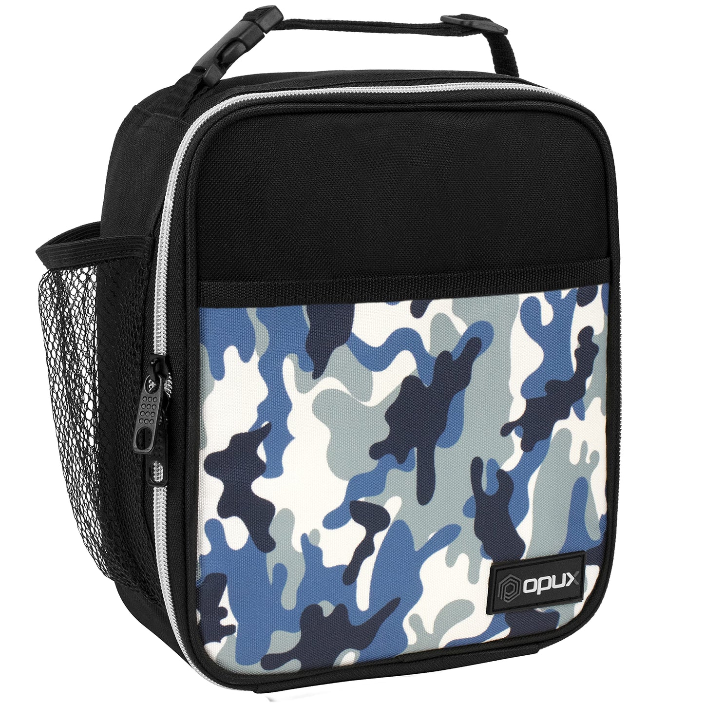 OPUX Premium Insulated Lunch Box, Soft School Lunch Bag for Kids Boys Girls, Leakproof Small Lunch Pail Men Women Work, Reusable Compact Cooler Tote Lunchbox for Office Adult, Camo Blue