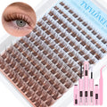 Brown Lash Clusters Kit Natural Eyelash Clusters Fluffy Lash Extension Kit Wispy Eyelash Extension Kit Matte Brown Cluster Eyelash Extensions 8-16mm Individual Lashes Clusters by TNFVLONEINS