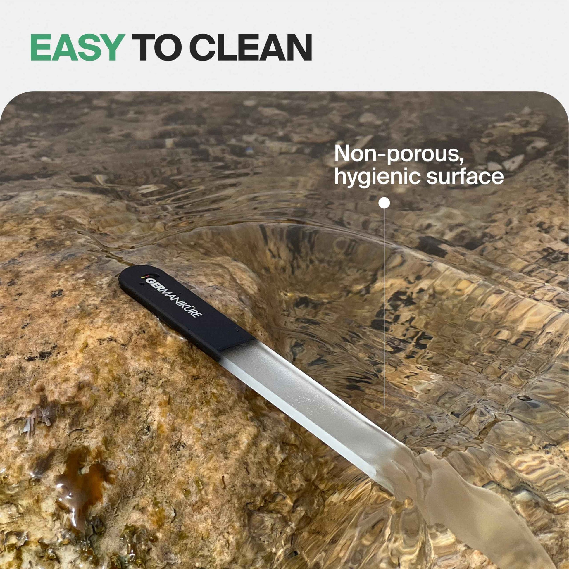 GERMANIKURE 2 Pc Gray Glass Nail File Set with Suede Sleeves - Fingernail File & Small Travel Nail File - Professional Manicure & Pedicure Kit for Natural Nails - Ethically Made in Czech Republic