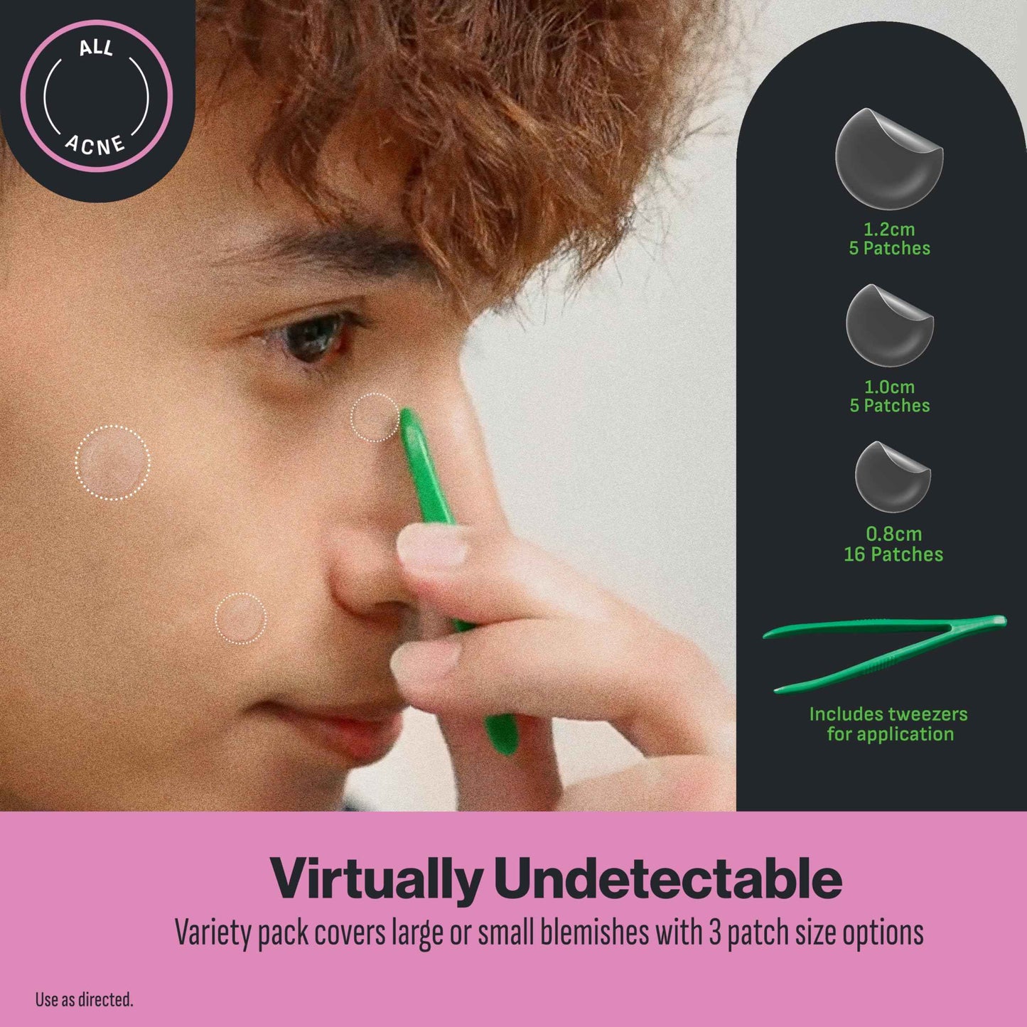 Oxy 8 IN 1 Pimple Acne Patches, Invisible, Sweat & Waterproof Hydrocolloid Zit Covers Protect & Shrink Pimples, Fast On Face & Body, 26 Count in 3 Sizes, Tweezers Included (3x26ct)