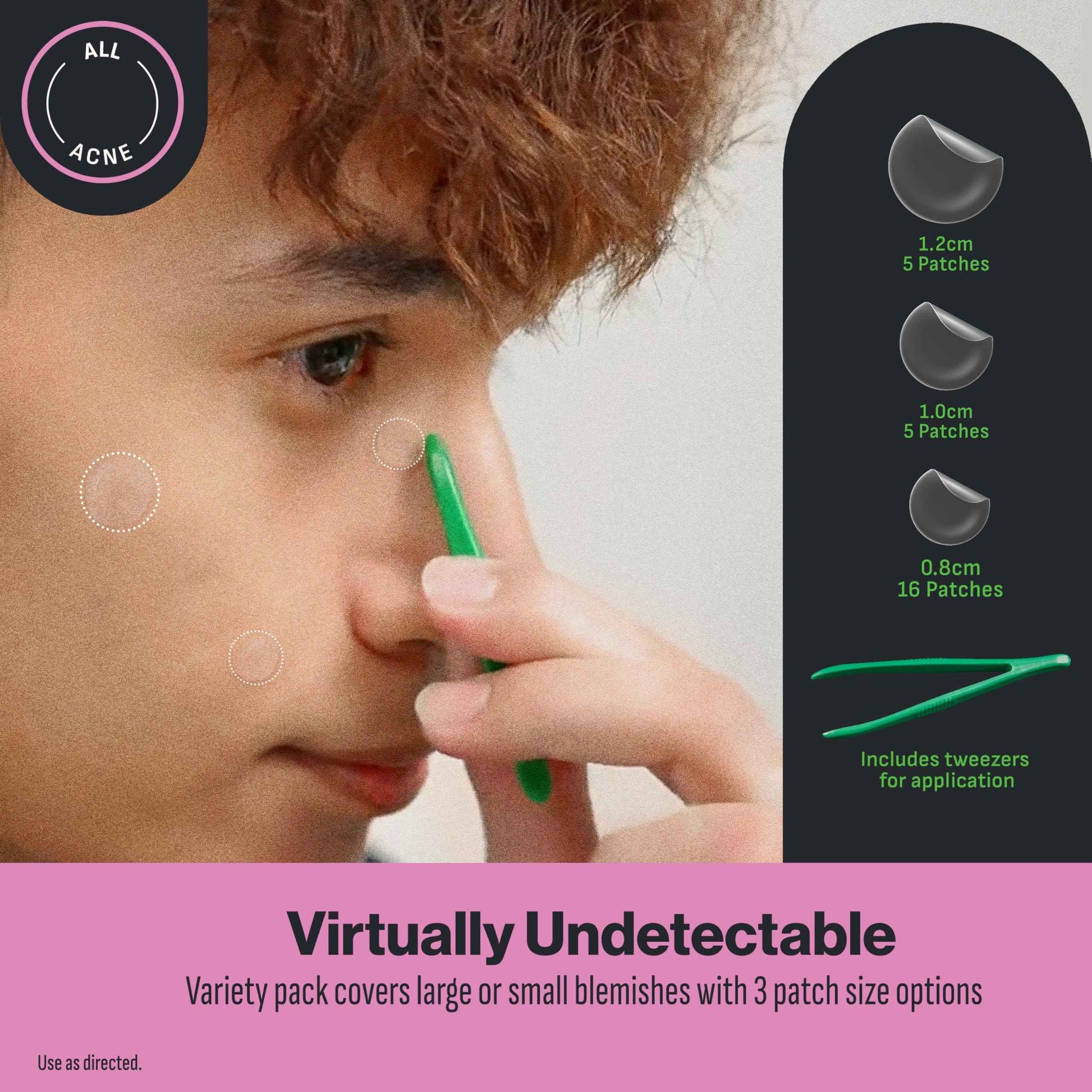 Oxy 8 IN 1 Pimple Acne Patches, Invisible, Sweat & Waterproof Hydrocolloid Zit Covers Protect & Shrink Pimples, Fast On Face & Body, 26 Count in 3 Sizes, Tweezers Included (3x26ct)