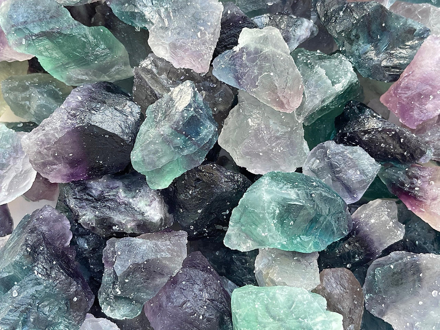 GAF TREASURES Wholesale Raw Rainbow Fluorite Crystals, Natural Rainbow Fluorite Stone, Natural Rough Rainbow Fluorite Crystals, Rainbow Fluorite Healing Crystals (Rainbow Fluorite, 0.25 Pound)