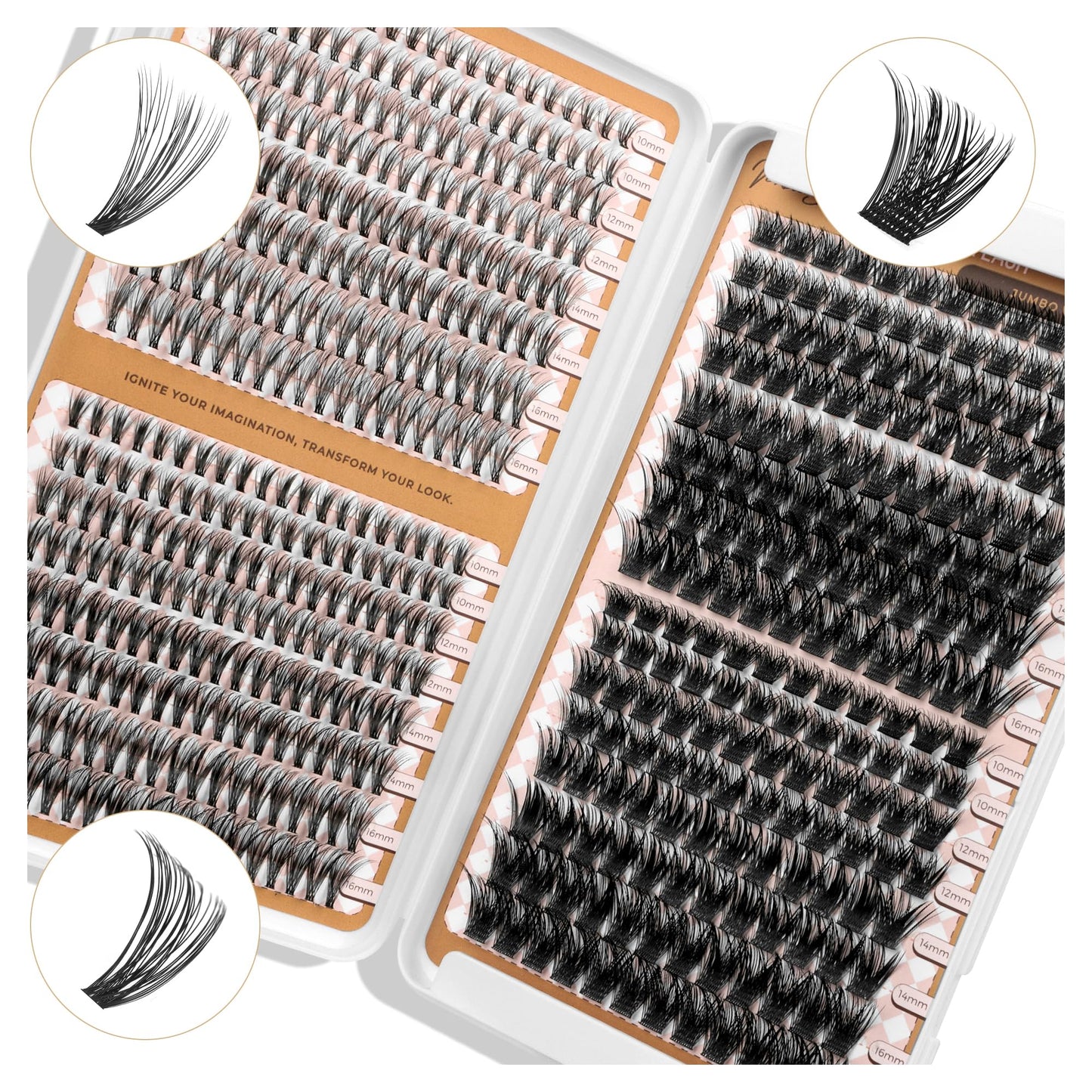 LASHVIEW Lash Clusters D Curl Eyelash Extension Clusters Natural Look Cluster Lashes Extensions Super Thin Band & Soft Cluster Lashes Reusable 9-16mm MIX(style30&40&56D)