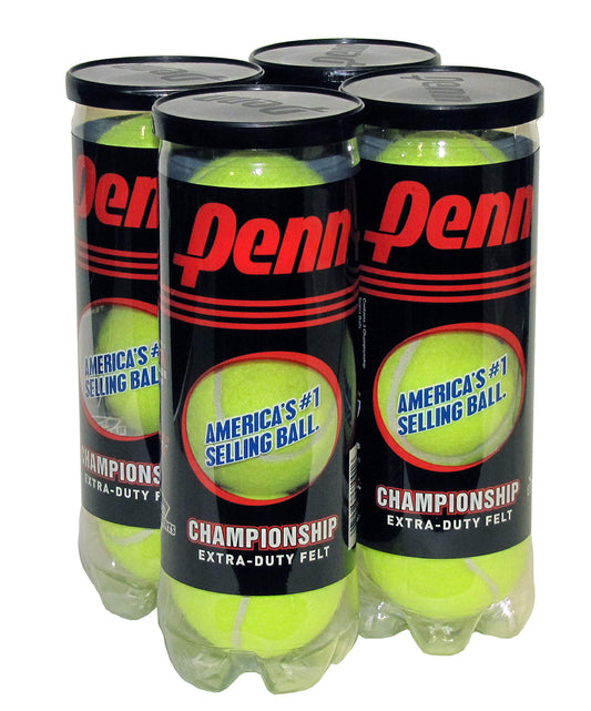 Penn Championship Tennis Balls - Extra Duty Felt Pressurized - 3 Balls (Pack of 4)