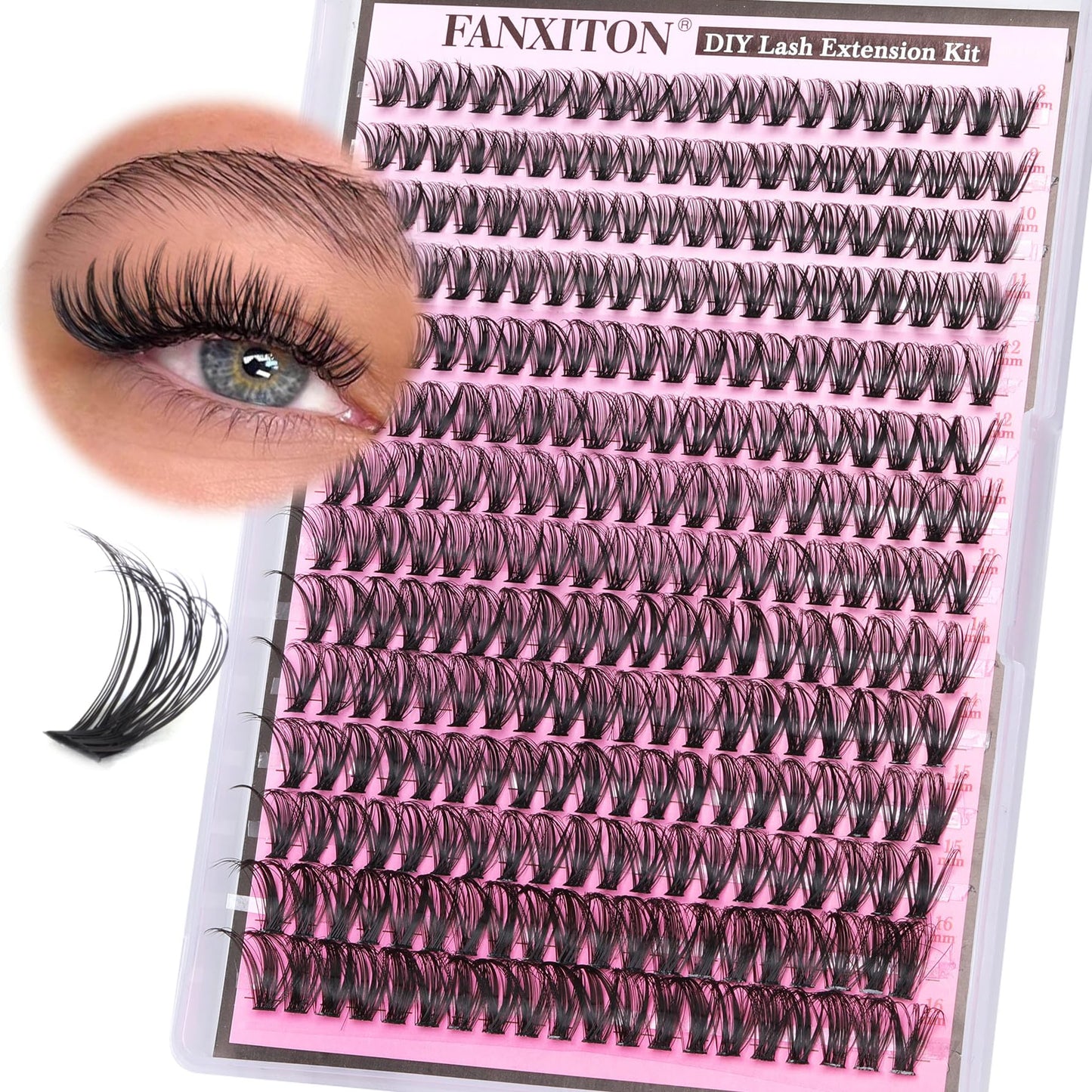 FANXITON Lash Clusters 280 Pcs Wispy Lash Clusters D Curl 8-16 MM Mix Natural Eyelash Clusters 40D Individual Eyelash DIY Lash Extensions at Home(0.07D 40D)