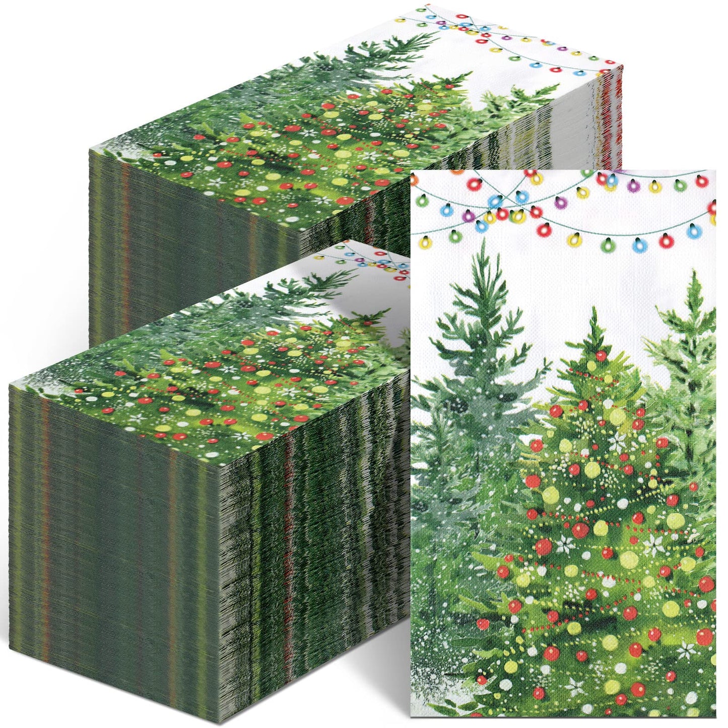 Spiareal Christmas Guest Napkins Christmas Disposable Paper Napkins 2 Ply Christmas Tree Guest Hand Towels for Xmas Bathroom Dinner Birthday Weeding Party Supplies (200 Pcs)