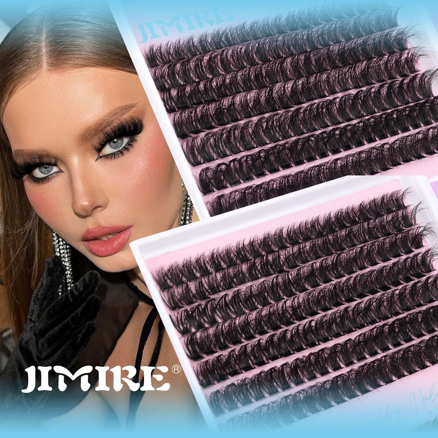 Lash Clusters Volume 80D Lash Extension Clusters 280Pcs Fluffy Cluster Eyelash Extensions Thick Mink Eyelash Clusters D Curl Wispy 10-16mm DIY Individual Lashes DIY at Home by JIMIRE