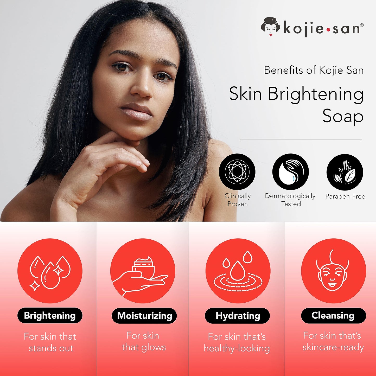 Kojie San Skin Brightening Soap - Original Kojic Acid Soap that Reduces Dark Spots, Hyperpigmentation, & Scars with Exfoliating Soap Net Included - 65g x 2 Bars