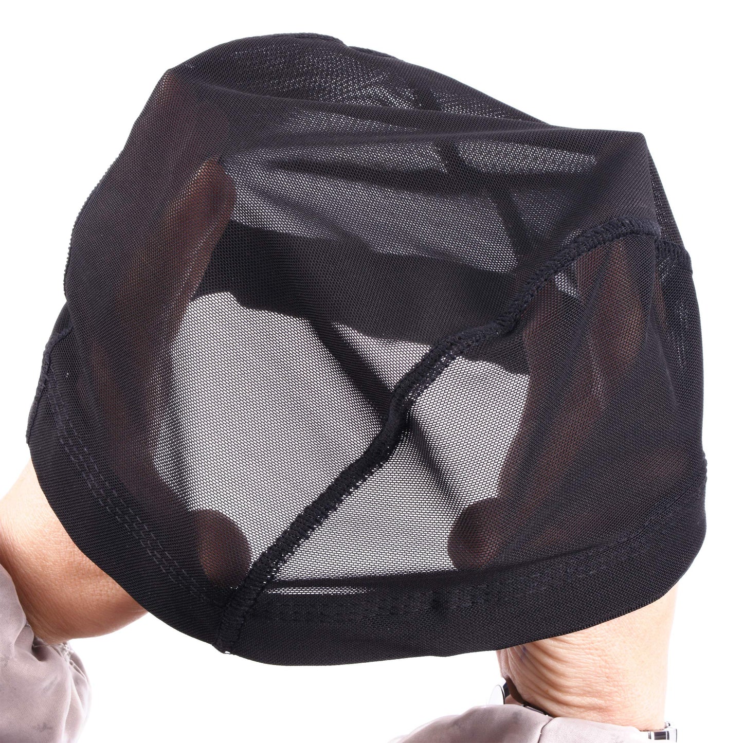 YANTAISIYU 2 Pcs/Lot Wig Caps Mesh Cap for Making Wig Stretchable Hairnets with Wide Elastic Band Mesh Dome Cap for Wigs (Black Mesh Cap M)