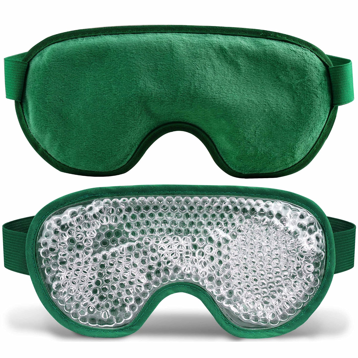 Cooling Eye Mask with Gel Bead, Reusable Cold Compress Ice Pack Sleeping Eye Cooling Pads for After Eyelid Surgery, Puffiness, Puffy Eyes, Headache, Migraine Relief(Dark Green)