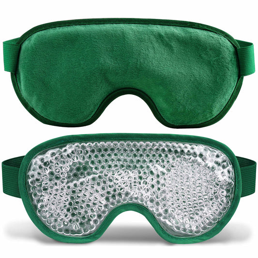 Cooling Eye Mask with Gel Bead, Reusable Cold Compress Ice Pack Sleeping Eye Cooling Pads for After Eyelid Surgery, Puffiness, Puffy Eyes, Headache, Migraine Relief(Dark Green)