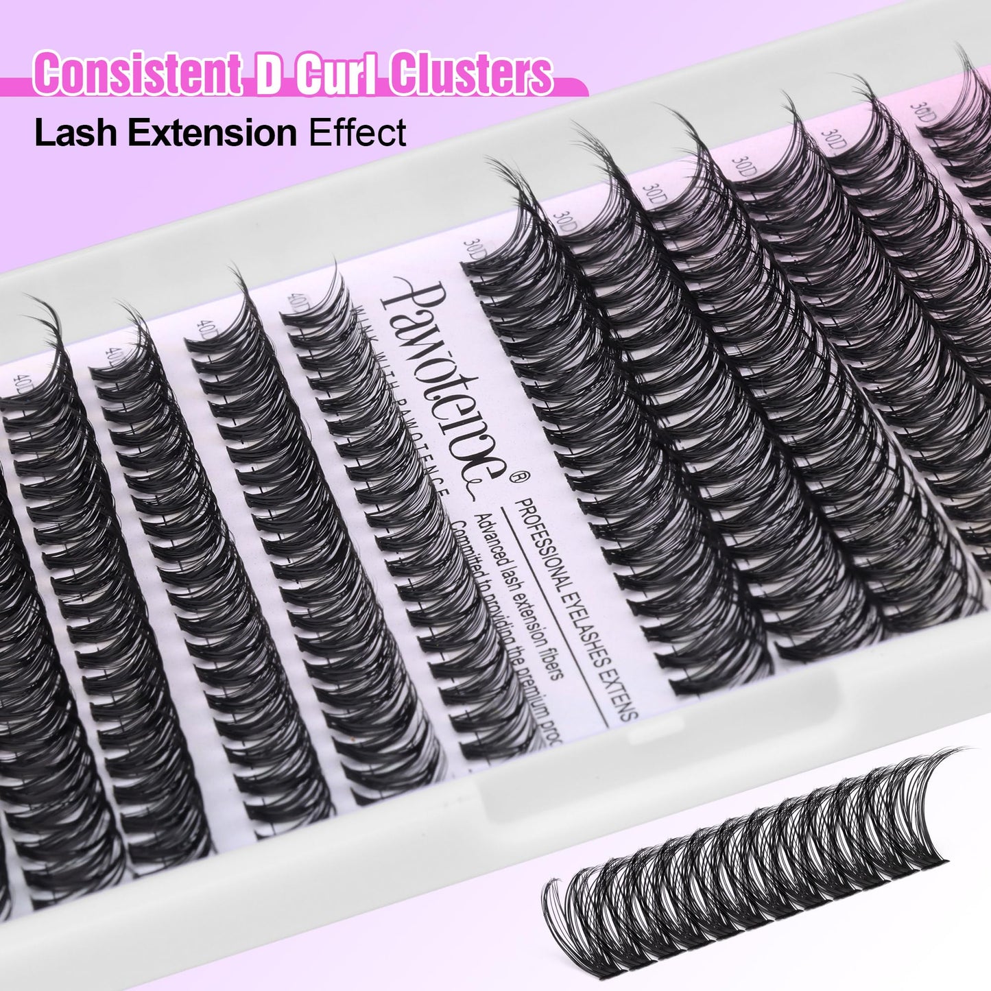 Pawotence Lash Clusters 280pcs Individual Lashes DIY Lash Extension Eyelash Clusters 30D 40D 9-16mm D Curl Cluster Lashes Extensions Self Application at Home (30D+40D-0.07D-9-16MIX)