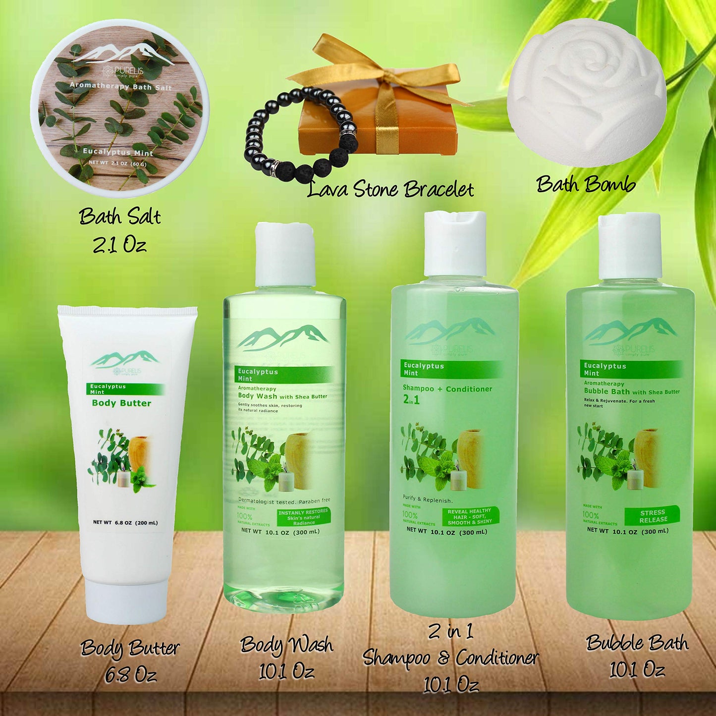 Bed Bath Body Gift Set Eucalyptus Mint Aromatherapy Spa Baskets for Men & Women. Bath & Body Spa Gift Baskets for Relaxation! Best Dads Gift Baskets for Fathers, Husband, Friends!