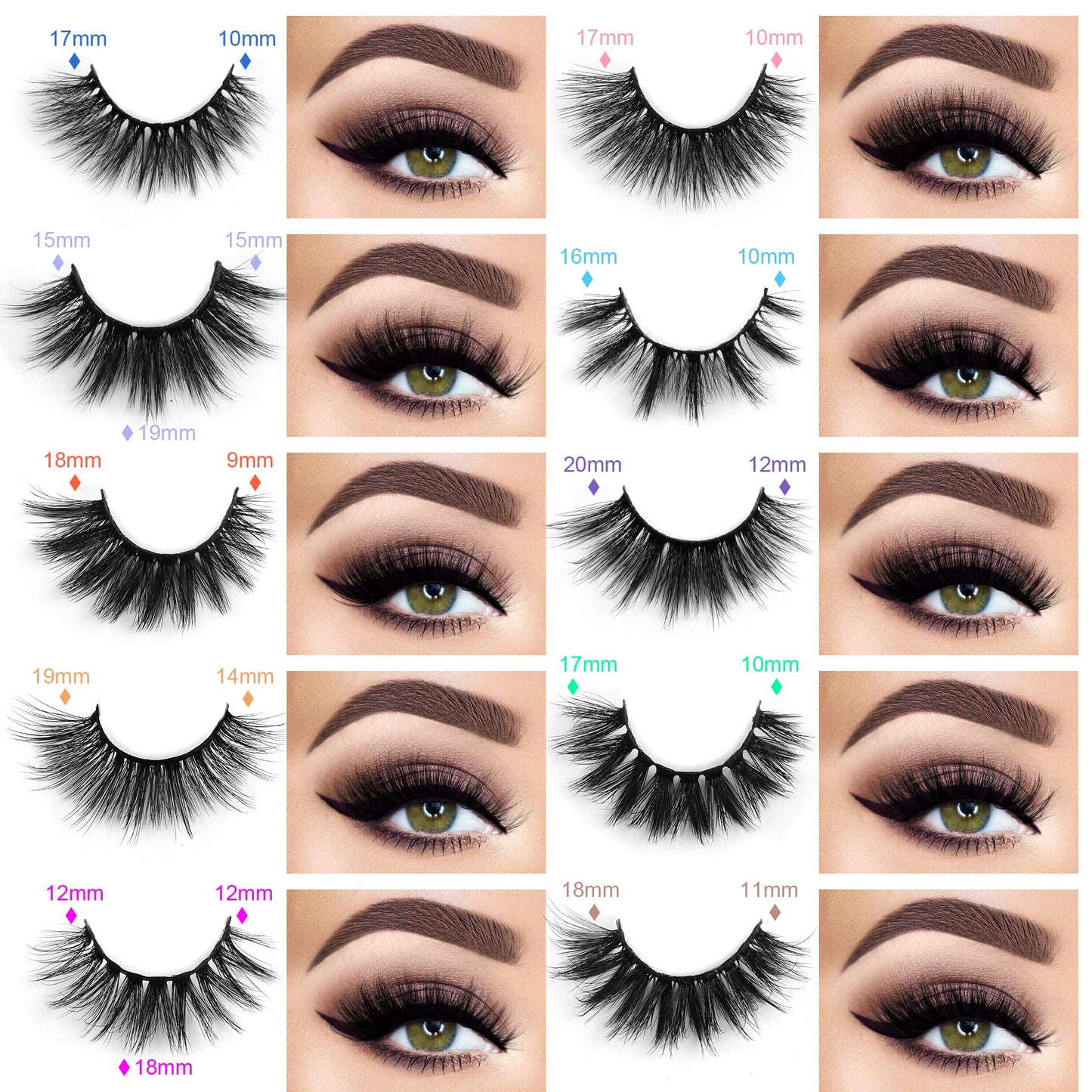 3D Faux Mink Lashes Wholesale Lashes Bulk 30 Pairs False Eyelashes Wispy 18mm Natural 10 Styles Mixed Soft Reusable Fake Eyelashes Pack with Glitter Portable Boxes