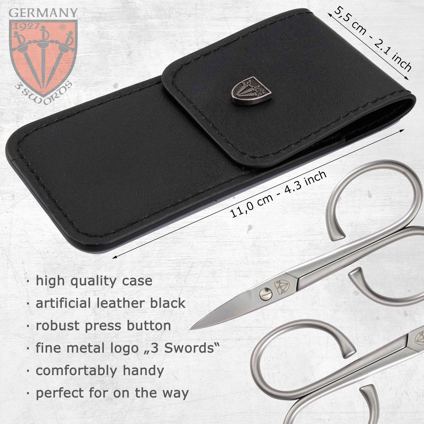 3 Swords Germany Solingen - brand quality STAINLESS STEEL INOX CURVED NAIL SCISSORS - STRONG SCISSORS FOR STRONG PEOPLE with case by 3 Swords Germany