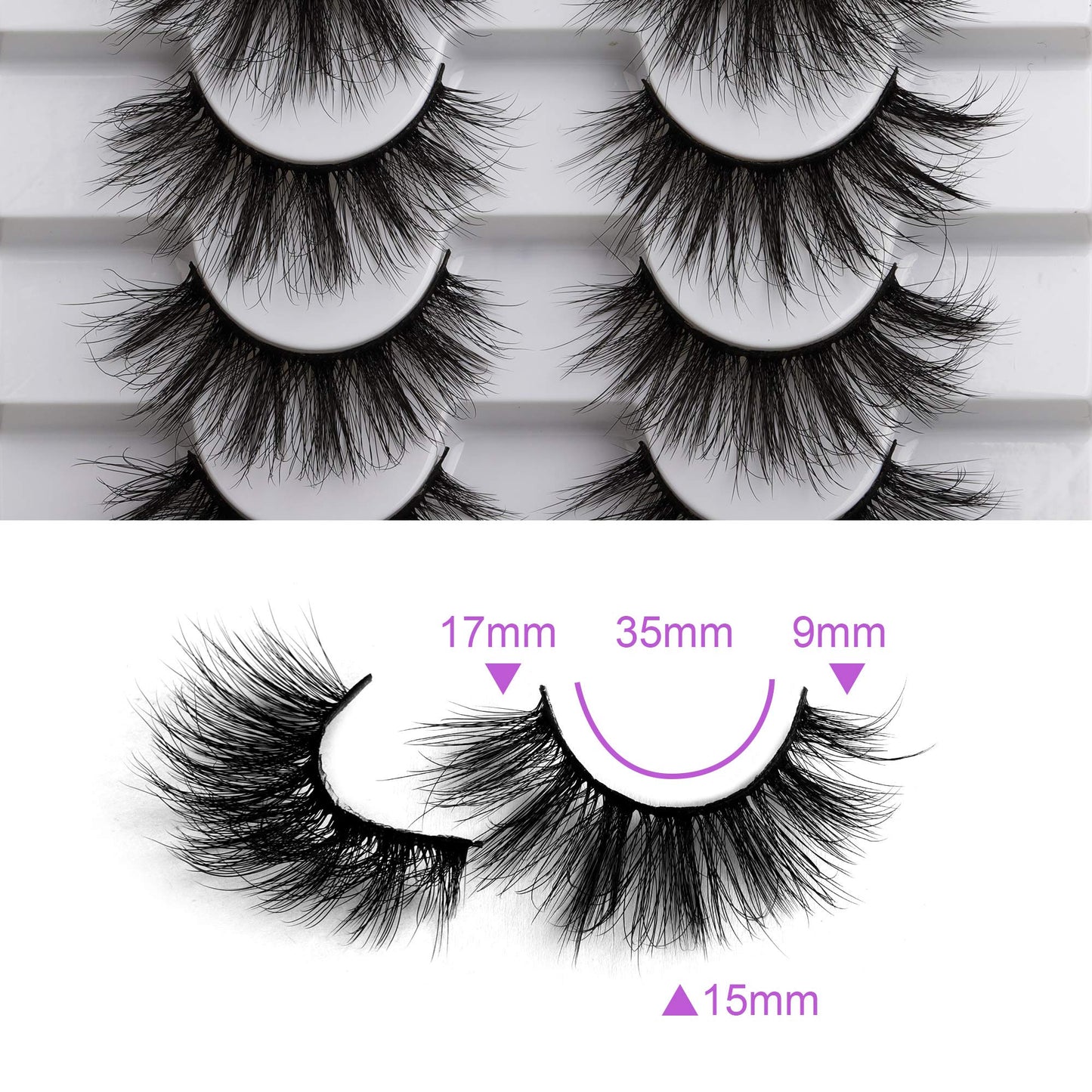 JIMIRE Faux Mink Lashes Fluffy Wispy False Eyelashes Luxury Soft Cat-Eye Lashes Pack 8 Pairs Faux Mink Fluffy Eyelashes Pack