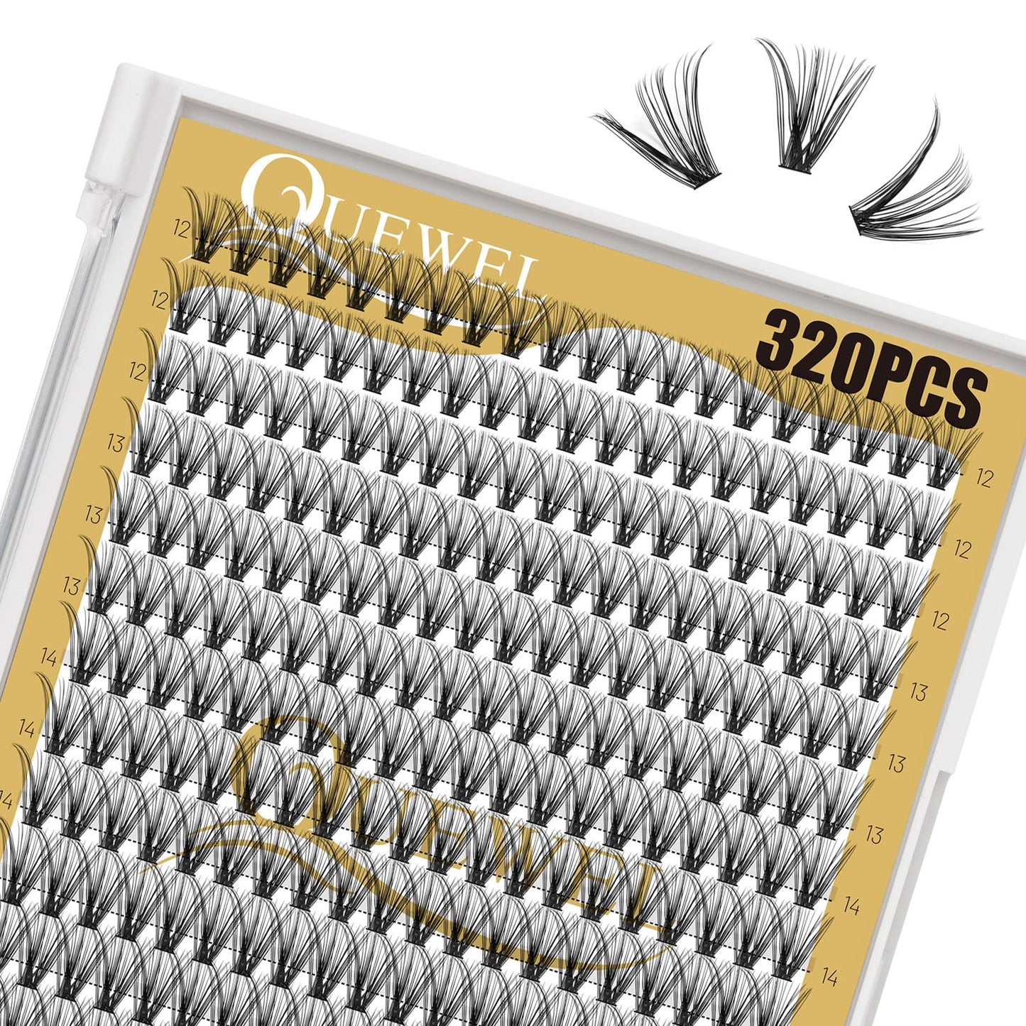 QUEWEL Lash Clusters 320Pcs Cluster Lashes 30D C Curl Lash Clusters Mix12-18mm Individual Eyelashes Clusters Wispy DIY Eyelash Extension Thin Band Soft to Use at Home (30D C Mix12-18)