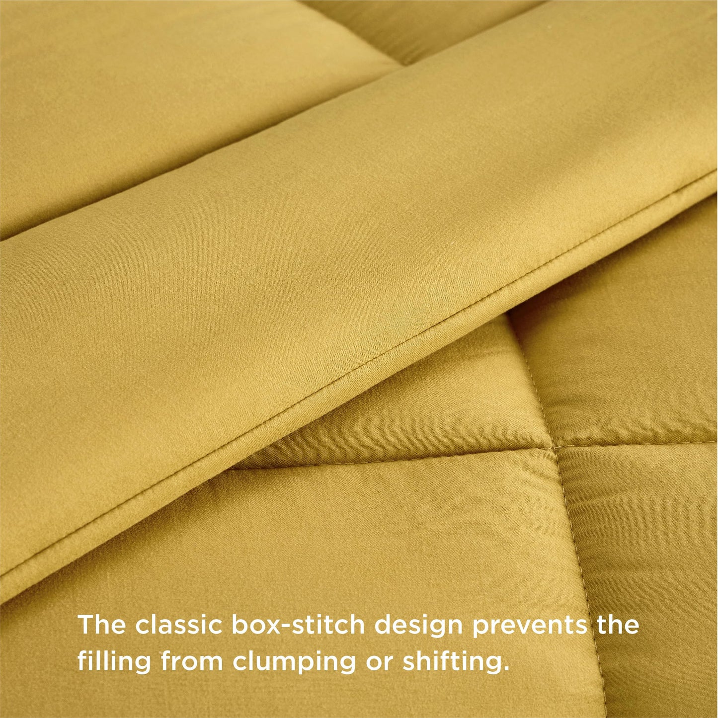 Bedsure Comforter Duvet Insert - Quilted Comforters King Size, All Season Duvet, Down Alternative Bedding Comforter with Tabs(Mustard Yellow,King 90"x102")