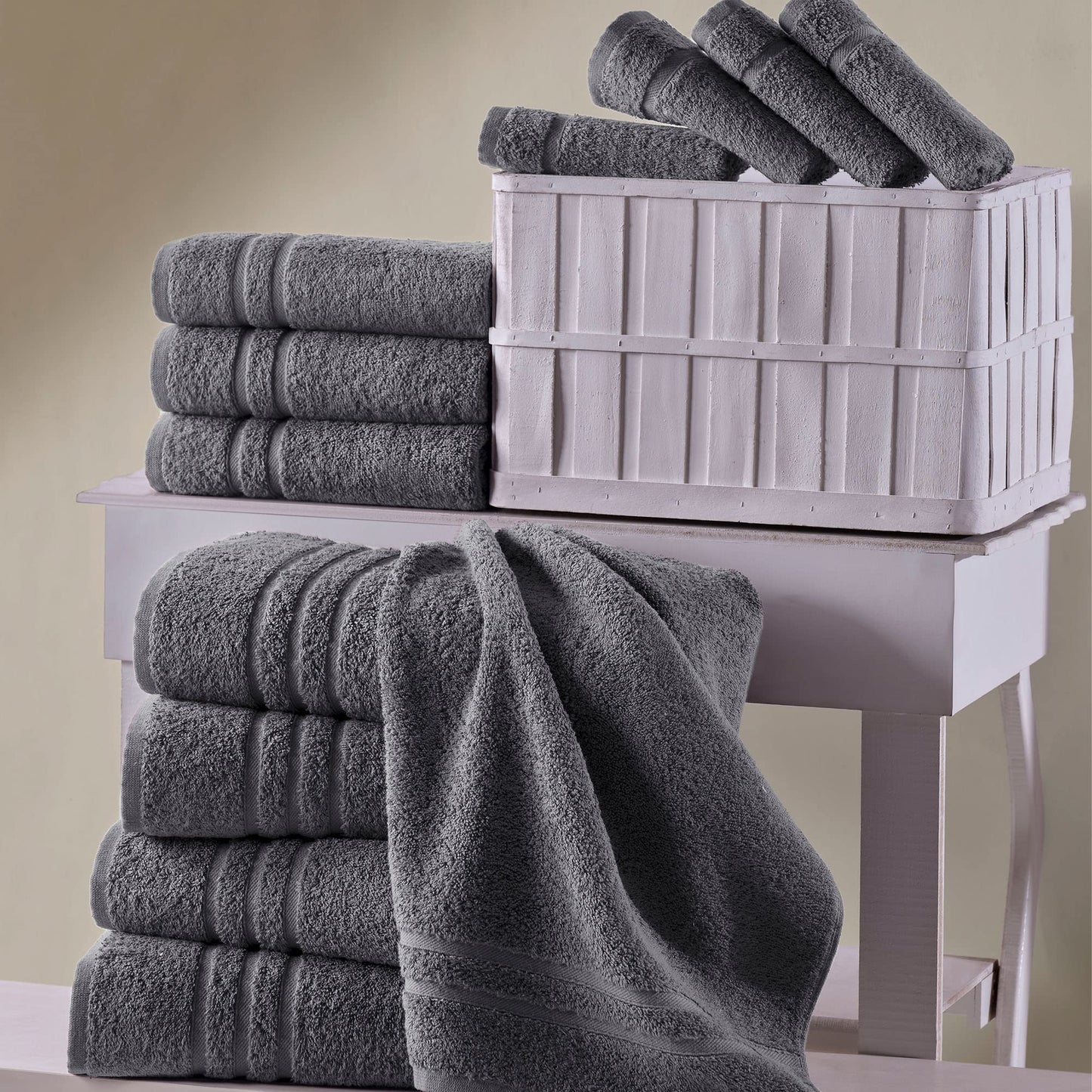 Hawmam Linen Jumbo Large Bath Sheets Towels 2 Pack Soft and Absorbent, Premium Quality 100% Cotton Towels (Cool Grey, Bath Sheet)