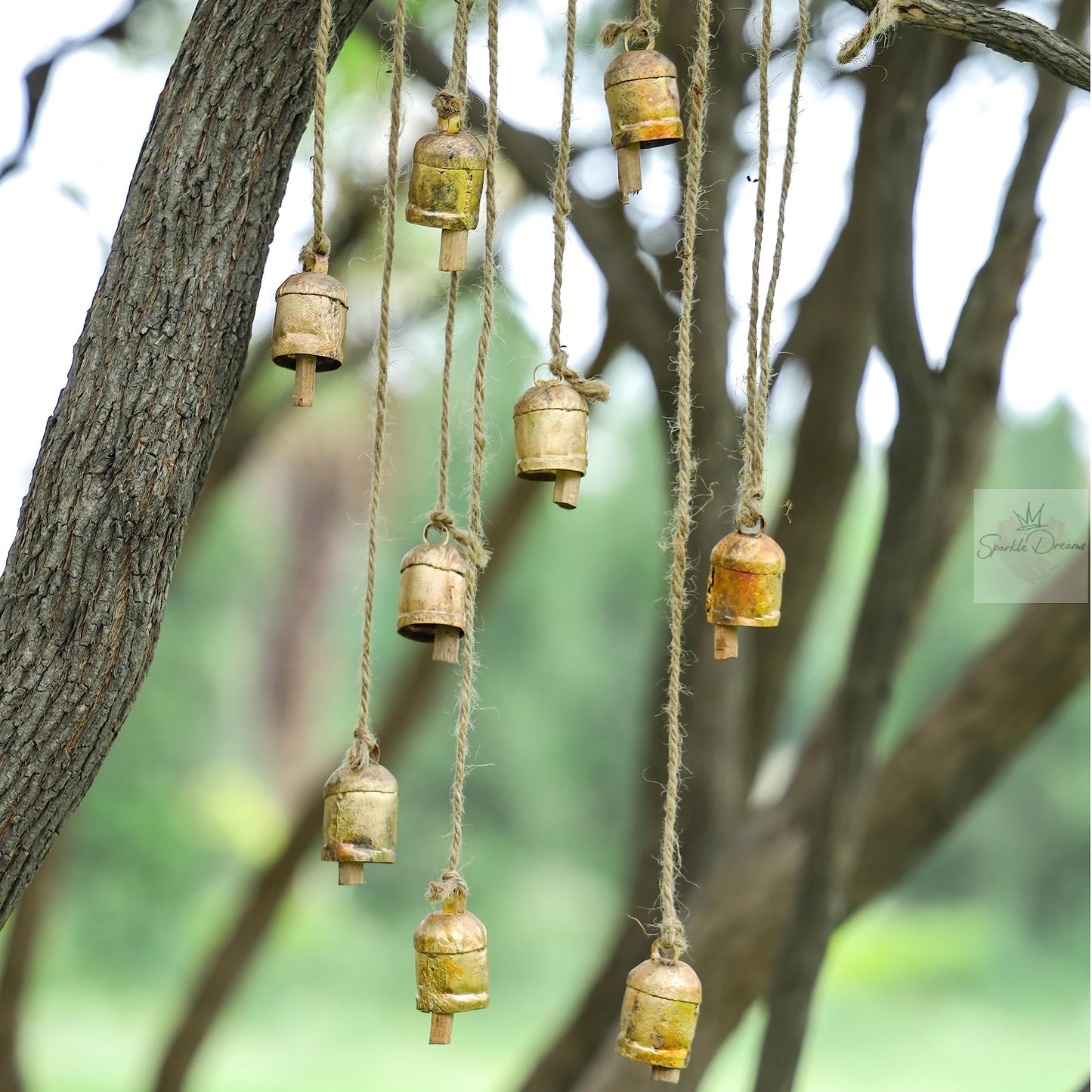 Sparkle Dreams Shabby Chic Bells Made of Tin 10 Pieces Rustic Small Cow Bells for Crafts Christmas Tree Jingle Hanging Bells without Rope