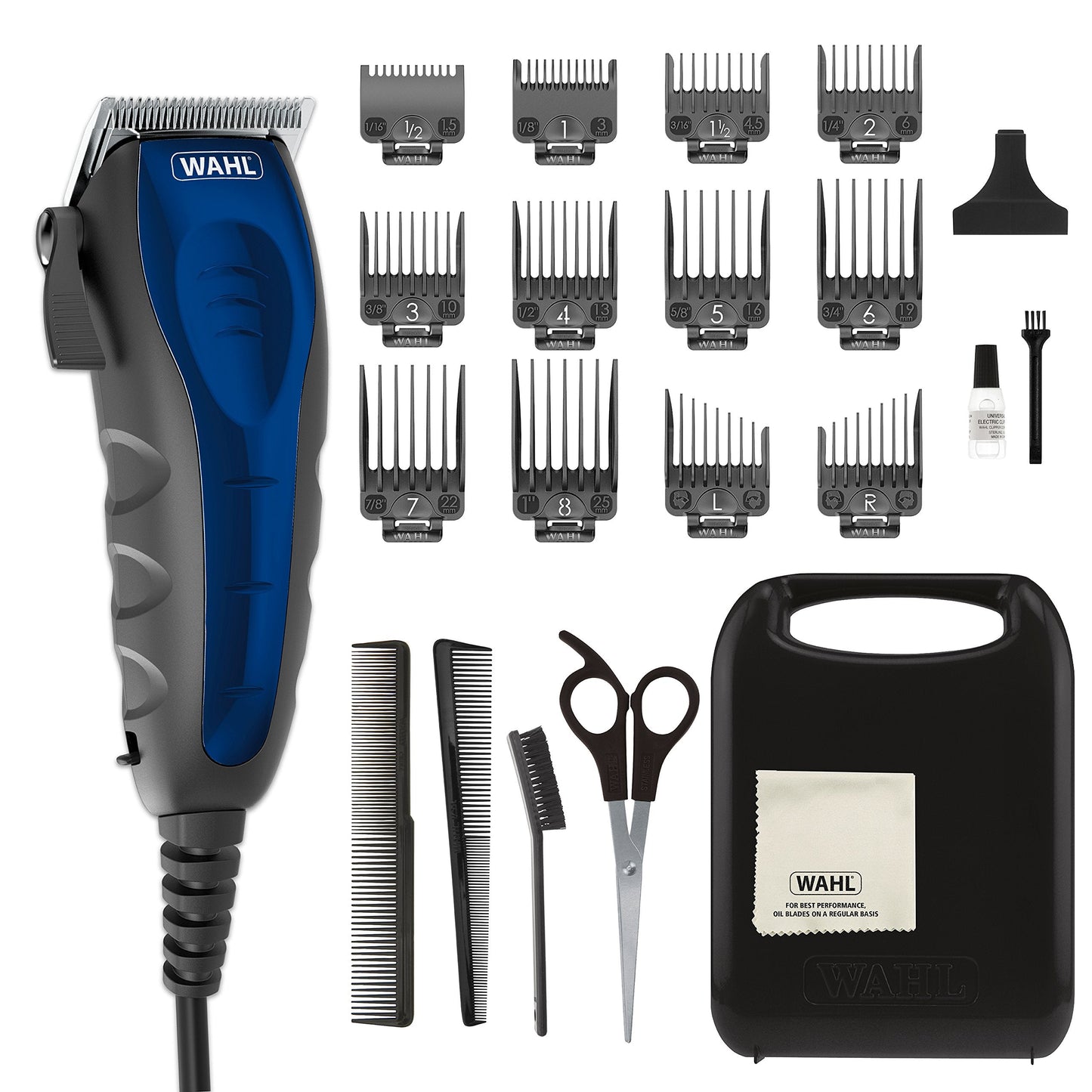 Wahl USA Self Cut Compact Corded Clipper Personal Haircutting Kit with Adjustable Taper Lever, and 12 Hair Clipper Guards for Clipping, Trimming & Personal Grooming – Model 79467