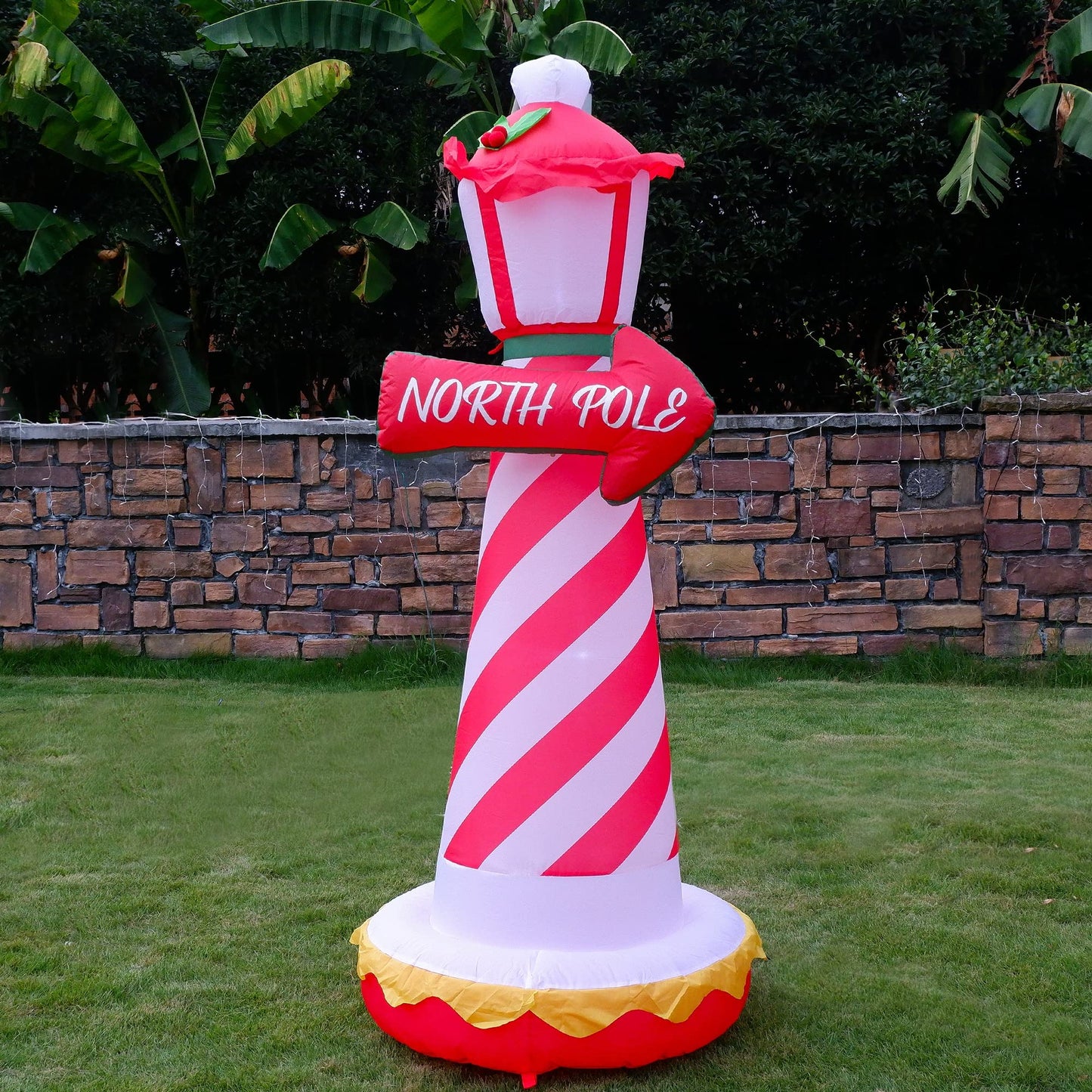 Juegoal 6 FT Christmas Inflatables Outdoor Decorations, Inflatable Xmas Lighthouse, Lighted Blow Up North Pole Sign with Built in LED Lights, Light Up Holiday Winter Lawn Yard Garden Decor