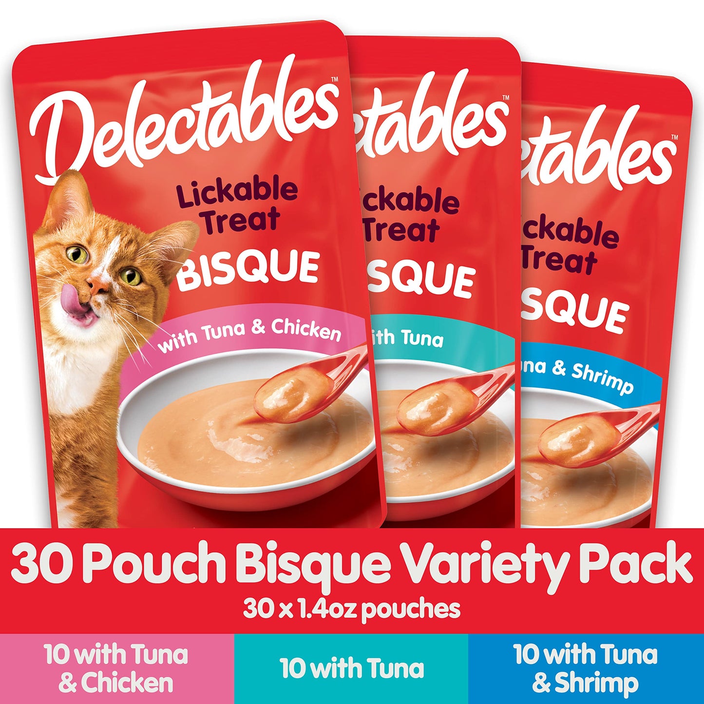 Hartz Delectables Bisque Variety Pack Lickable Cat Treat, 30 Count (Pack of 1)