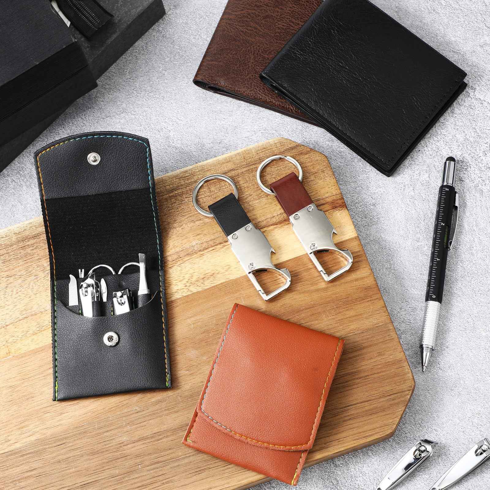 Huquary 6 Sets Christmas Gifts for Men Gifts Bulk Nail Clipper Multitool Pens Leather Wallet Keychain Party Favor