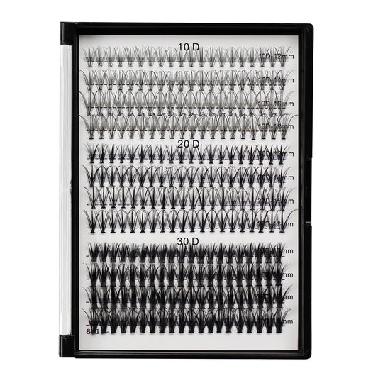 Bodermincer Lash Extension 240pcs C Curl 10D/20D Cluster Mixed, 8/9/10/11/12mm,10/11/12/13/14mm,12/13/14/15/16mm Mixed 8-10-12-14-16mm MIX Individual Cluster Lashes (40D-D Curl-9mm)