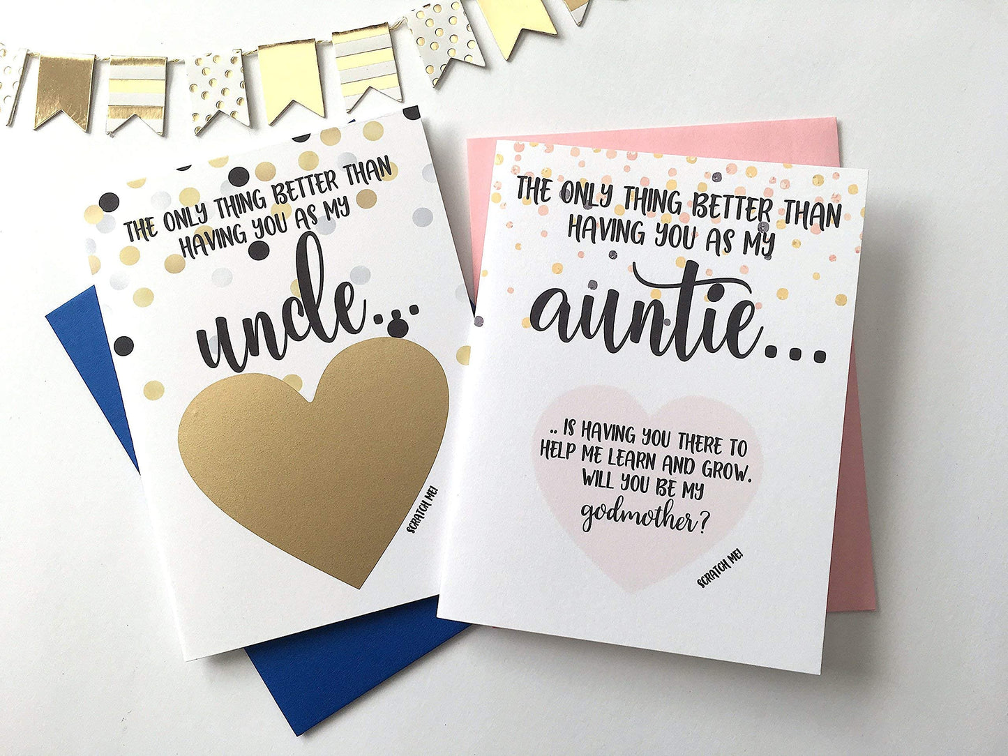 Will You Be My Godmother and Godfather Scratch Off Card Set of 2, Proposal Cards for Auntie and Uncle fron Niece Nephew (Auntie and Uncle Set)