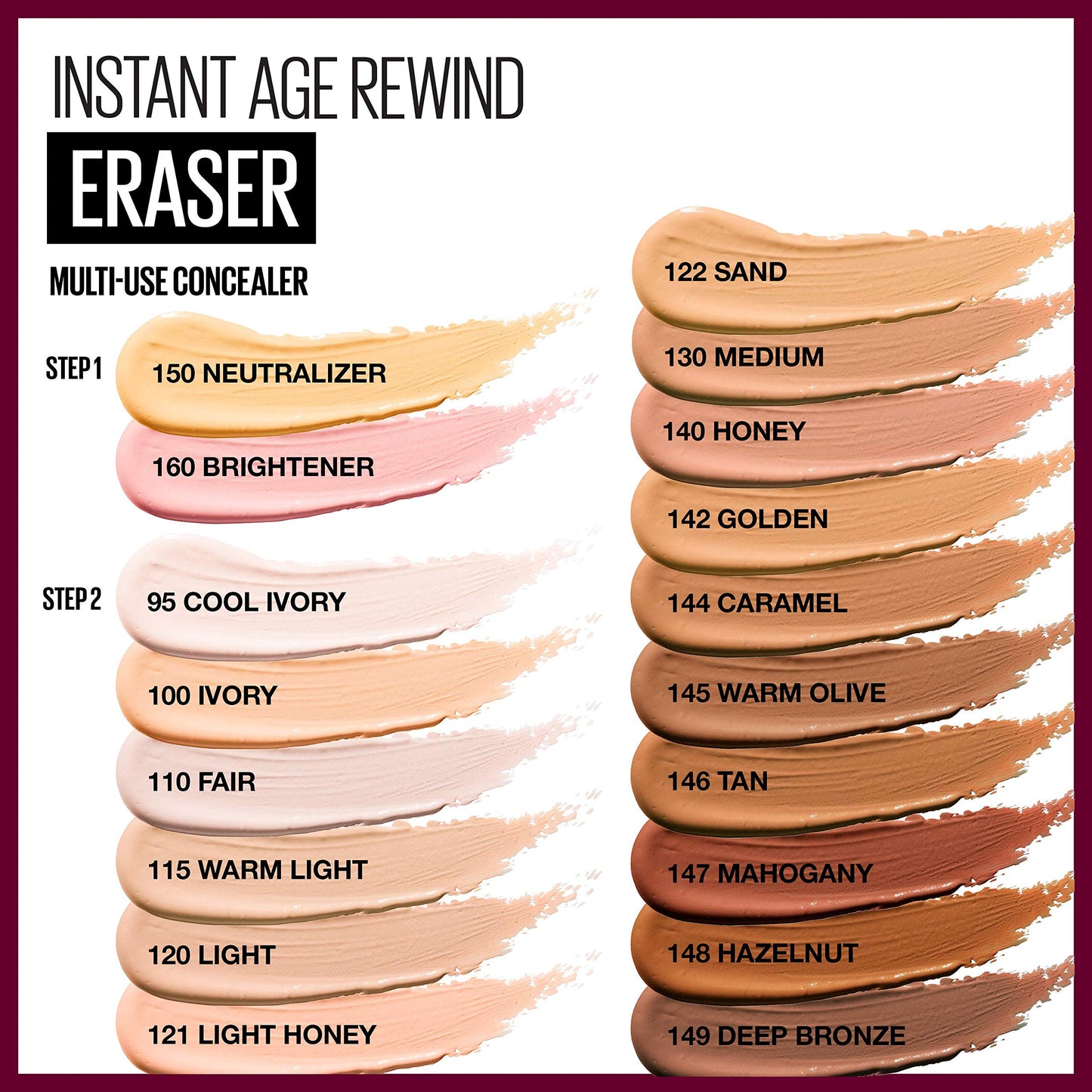 Maybelline Instant Age Rewind Eraser Dark Circles Treatment Multi-Use Concealer, Ivory, 0.2 Fl Oz (Pack of 2)