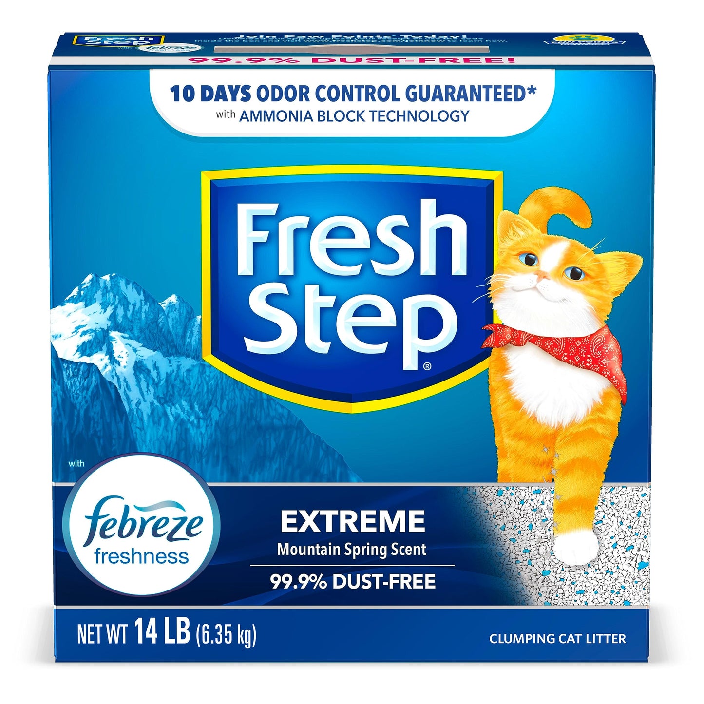 Fresh Step Clumping Cat Litter, Extreme, Long Lasting Odor Control Kitty Litter with Activated Charcoal, Low Dust Formula, 14 lb