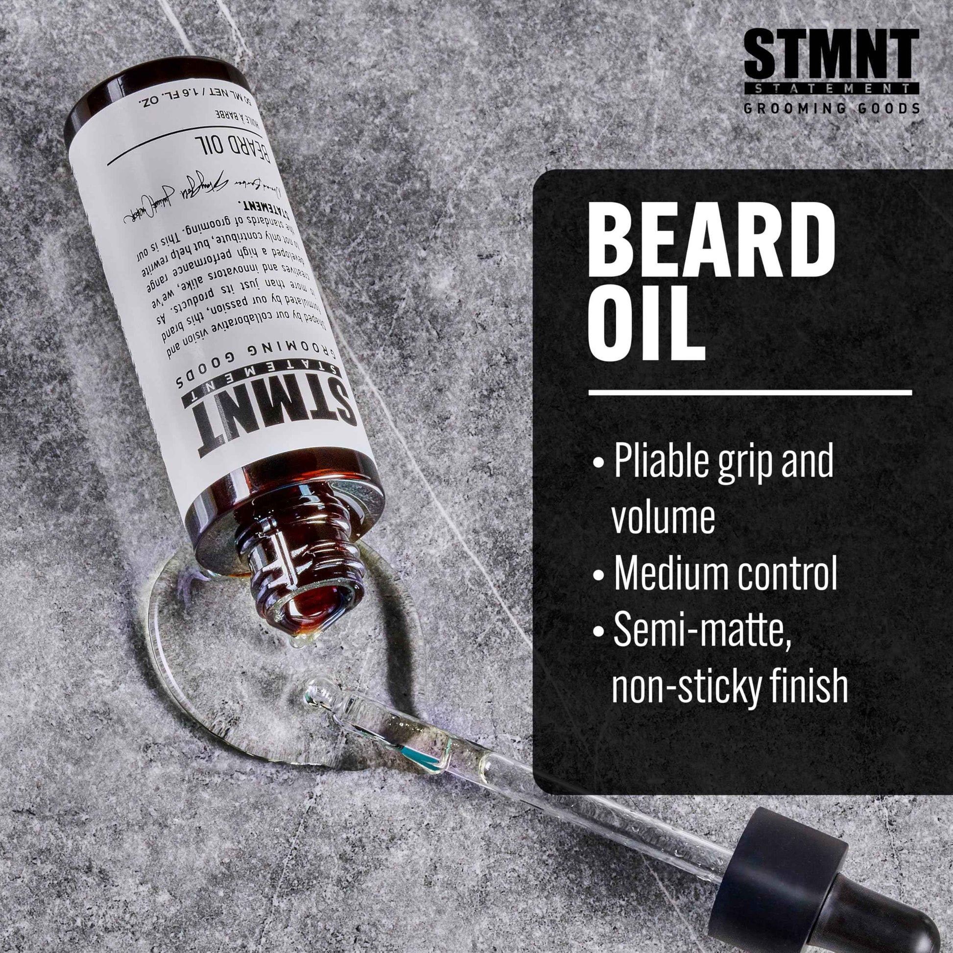 STMNT Grooming Goods Beard Oil, 1.6 oz | Silicone Free| Moisturizing Formula with Natural Oils