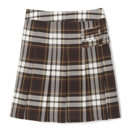 French Toast Little Girls' Plaid Pleated Scooter, Brown Plain, 4