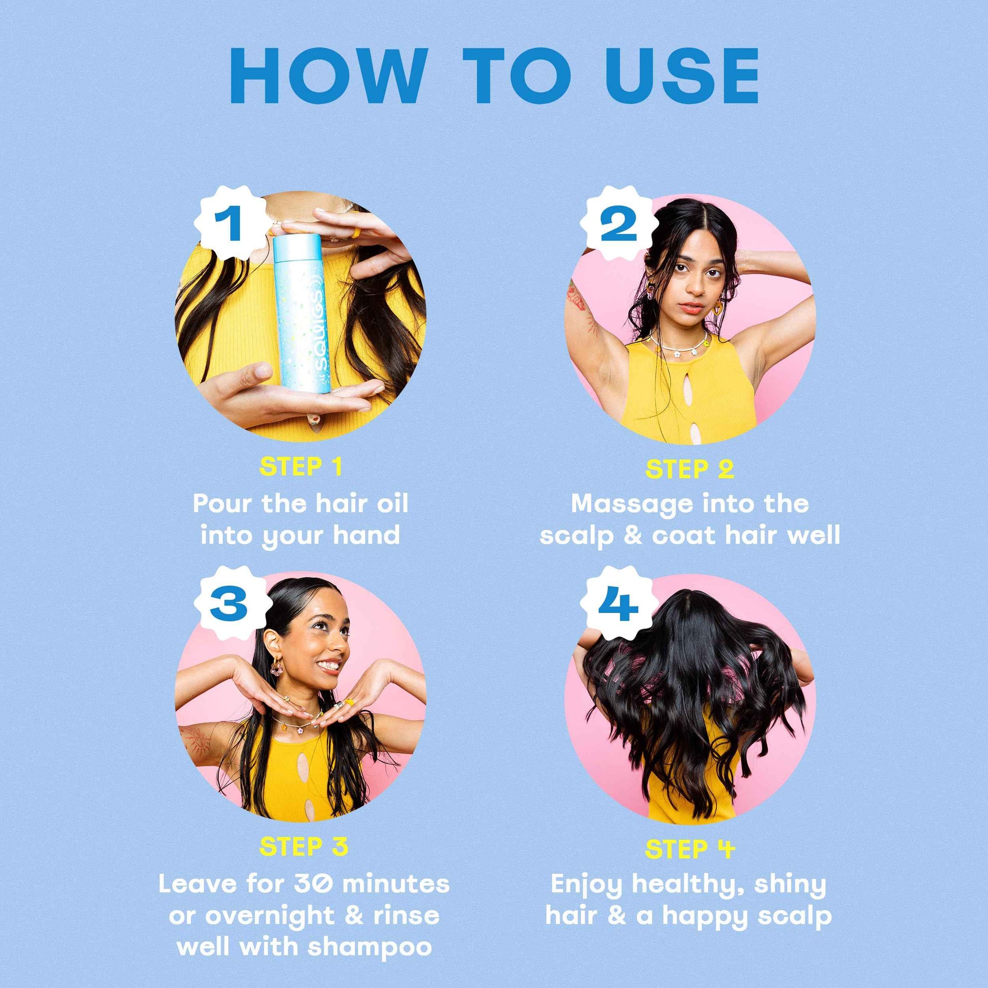 Squigs Hair Growth Oil for Dry & Damaged Hair – with Amla, Castor & Coconut Oil Blend for Frizz Control, Hydration & Scalp Treatment – Pre-Wash & Styling Treatment – 130ml