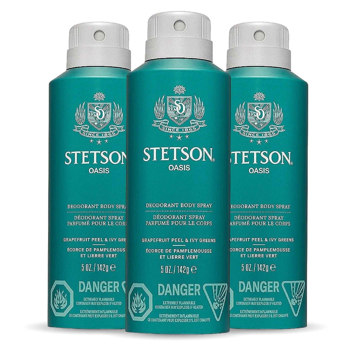 STETSON Personal Care All Day Body Spray by Scent Beauty - Body Spray for Men - Perfect for Men's Grooming Kit - 5 oz - 3 Pack - Oasis