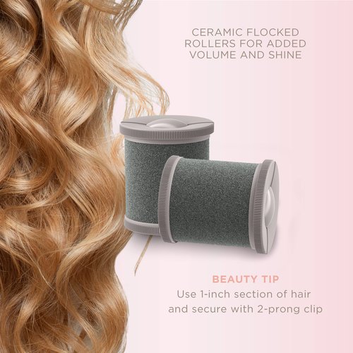 INFINITIPRO BY CONAIR Ceramic Flocked Hot Rollers for Long, Medium, and All Hair - Hair Curler - Hair Roller Clips Included - 2 inch Rollers
