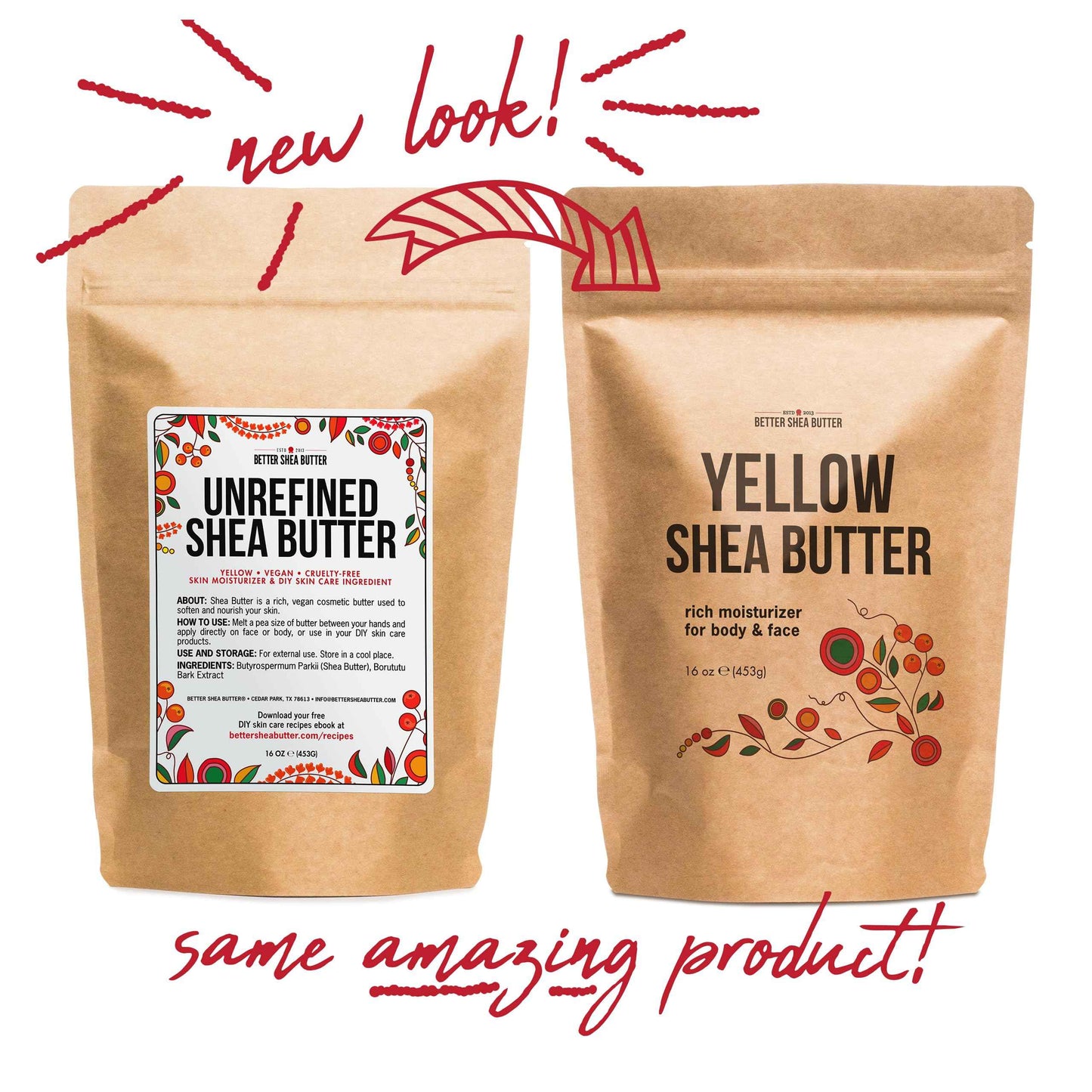 Better Shea Butter Yellow Shea Butter | Authentic, African, Unrefined | Use for Hair, Soap Making, DIY Lotions | 1 LB (16 oz) block